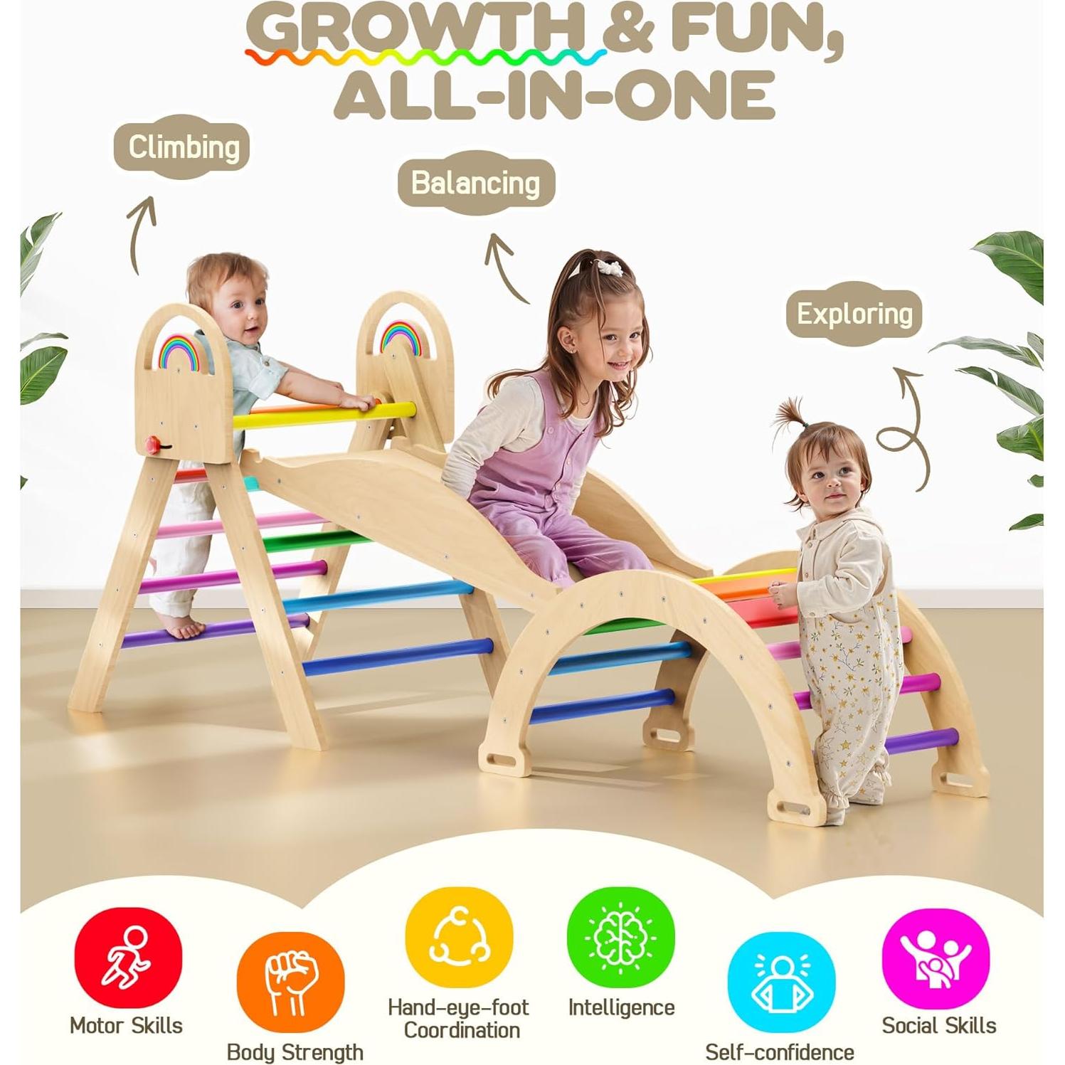 Conjunto de Escalada Triángulo Pikler Philnas 9-en-1 para Niños