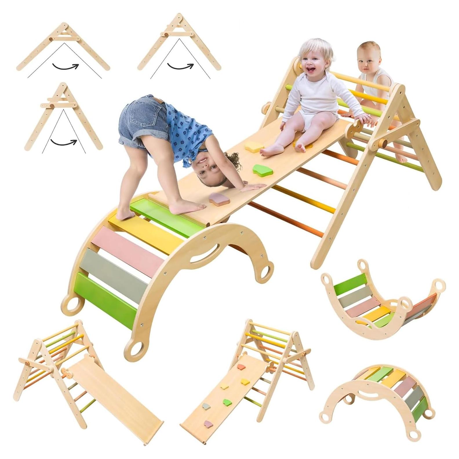 Conjunto de Triángulo Pikler Deli 7 en 1 para Niños