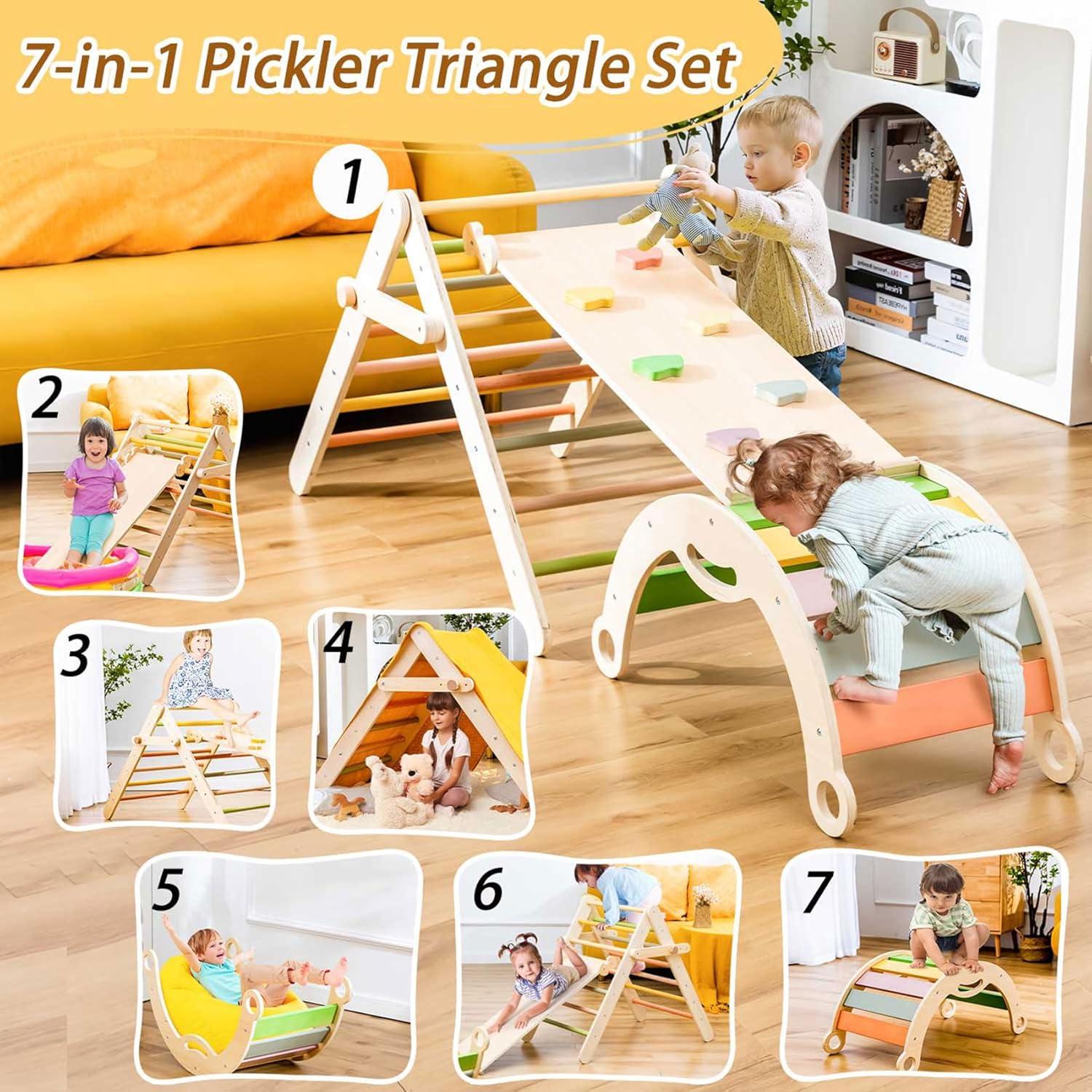Conjunto de Triángulo Pikler Deli 7 en 1 para Niños