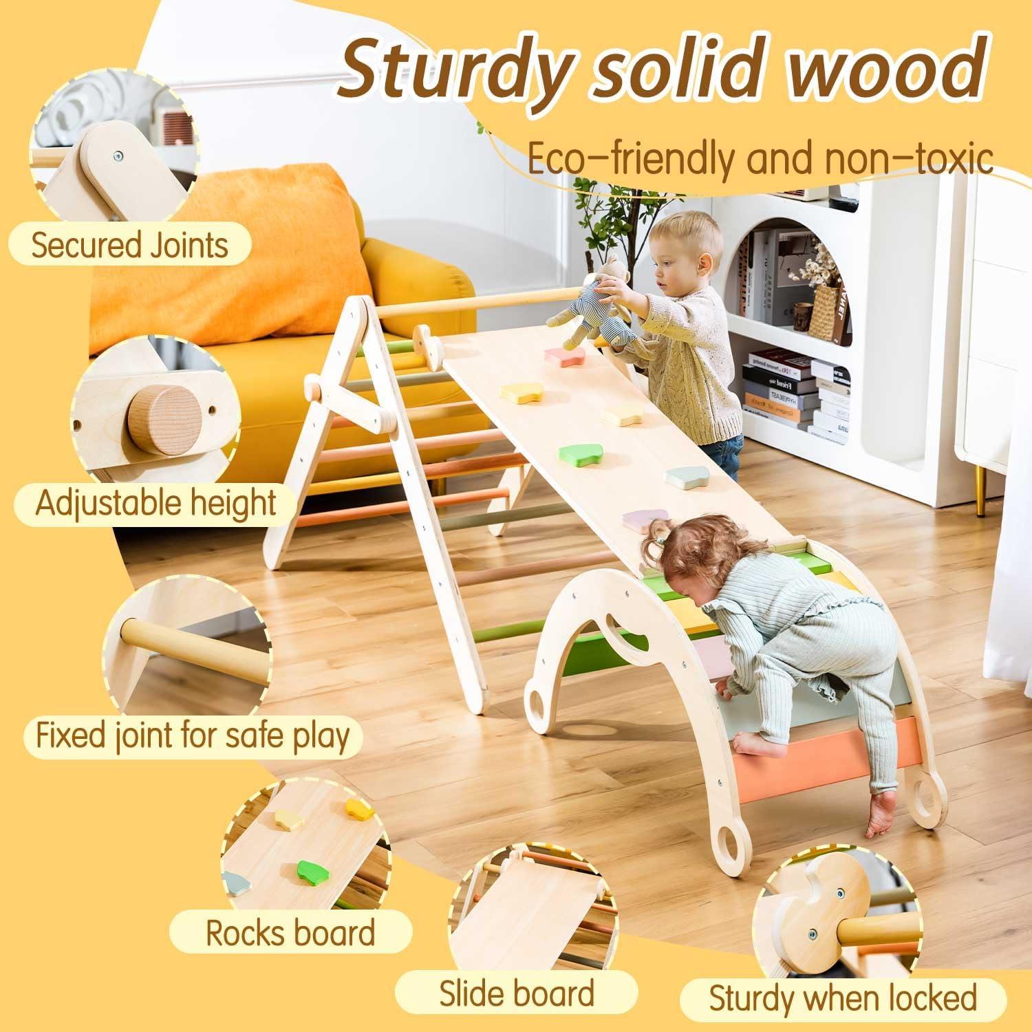 Conjunto de Triángulo Pikler Deli 7 en 1 para Niños