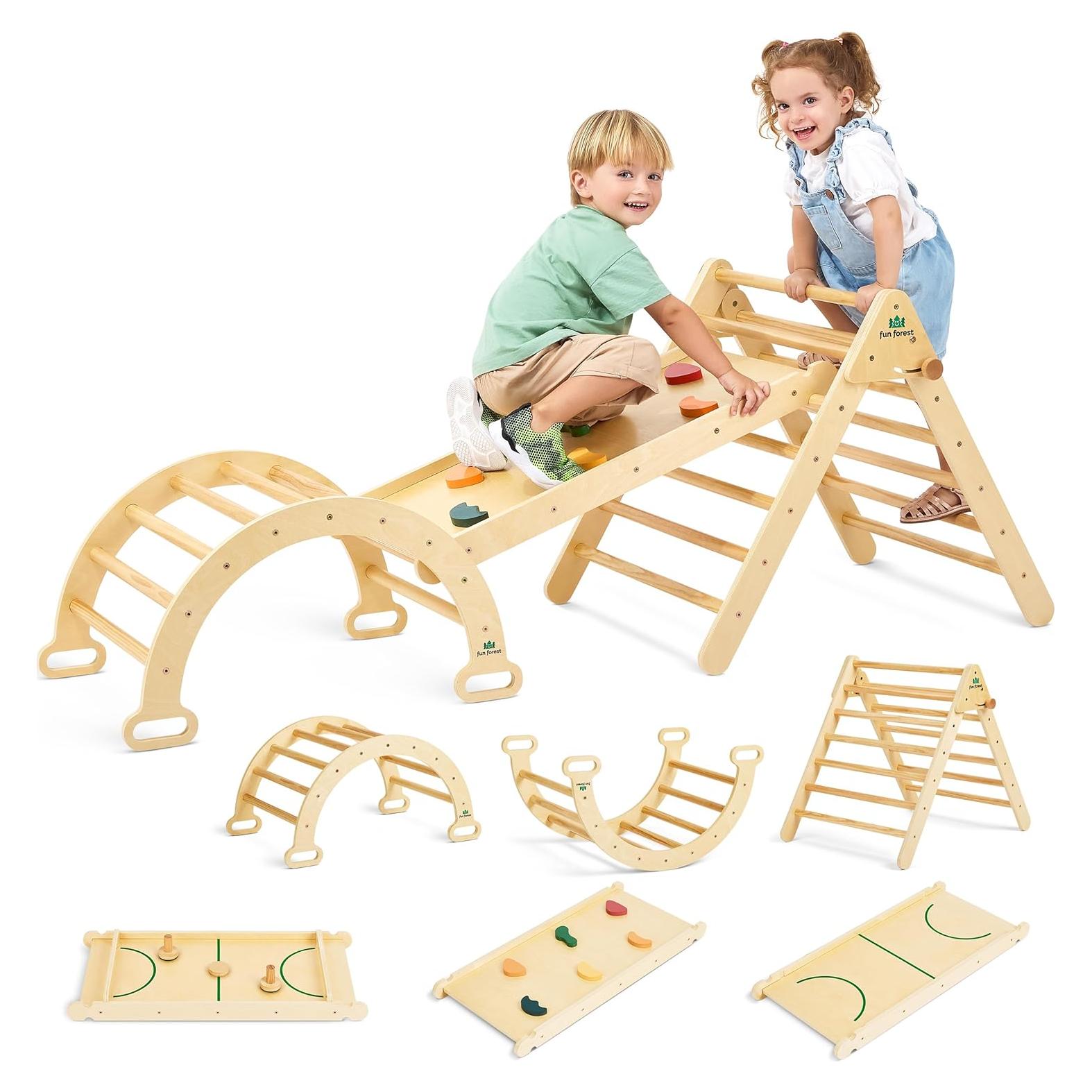 Set Triángulo Pikler 7-en-1 Fun Forest para Niños