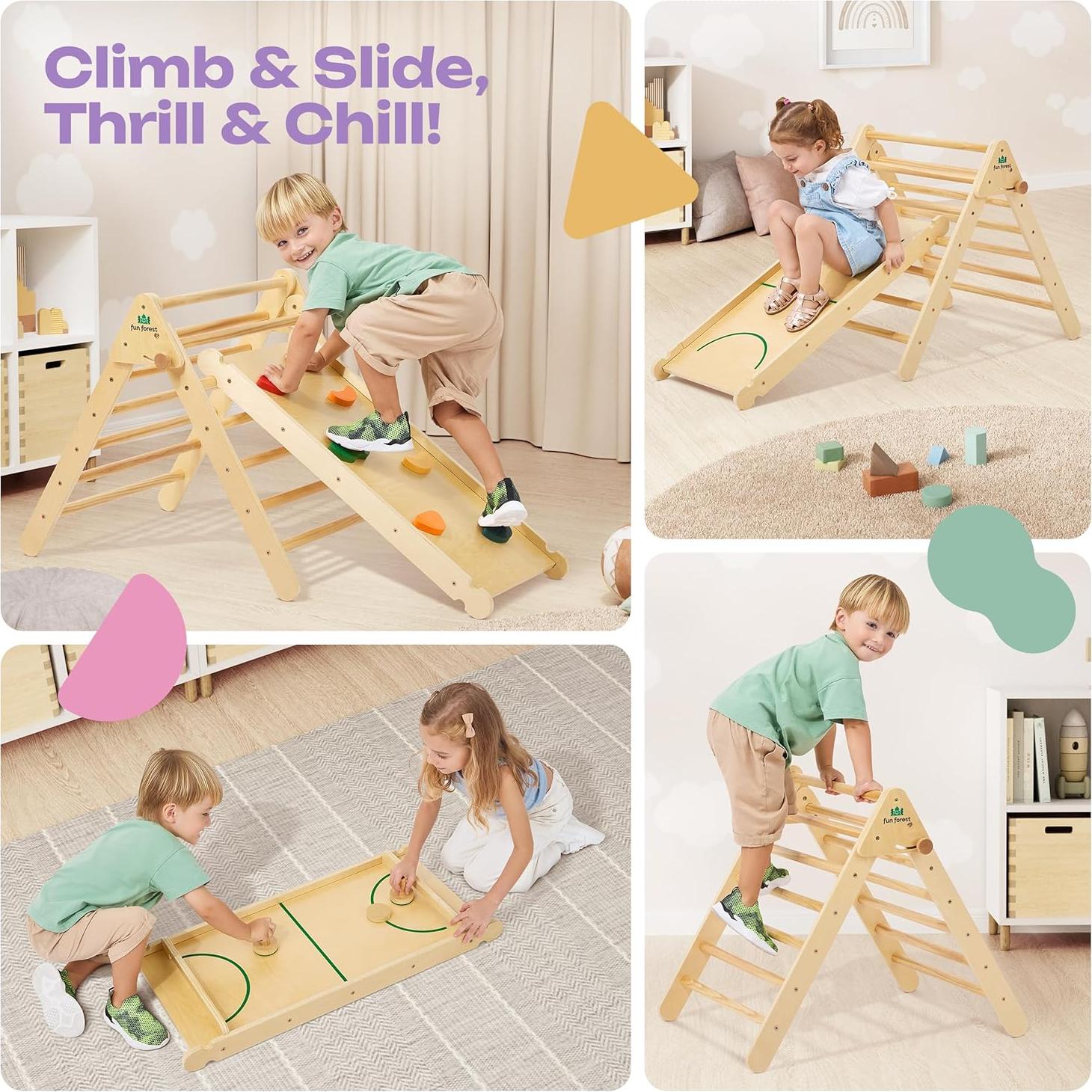 Set Triángulo Pikler 7-en-1 Fun Forest para Niños