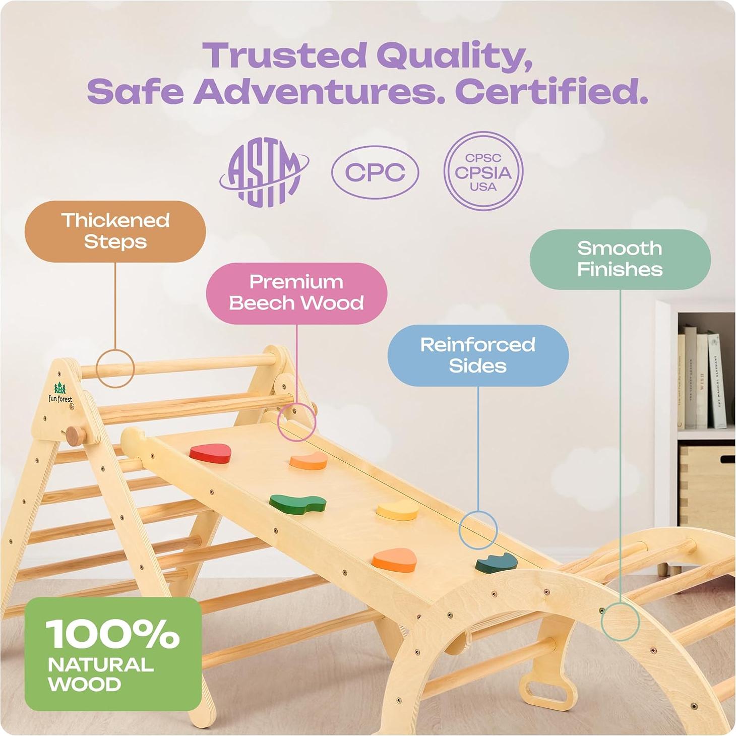 Set Triángulo Pikler 7-en-1 Fun Forest para Niños