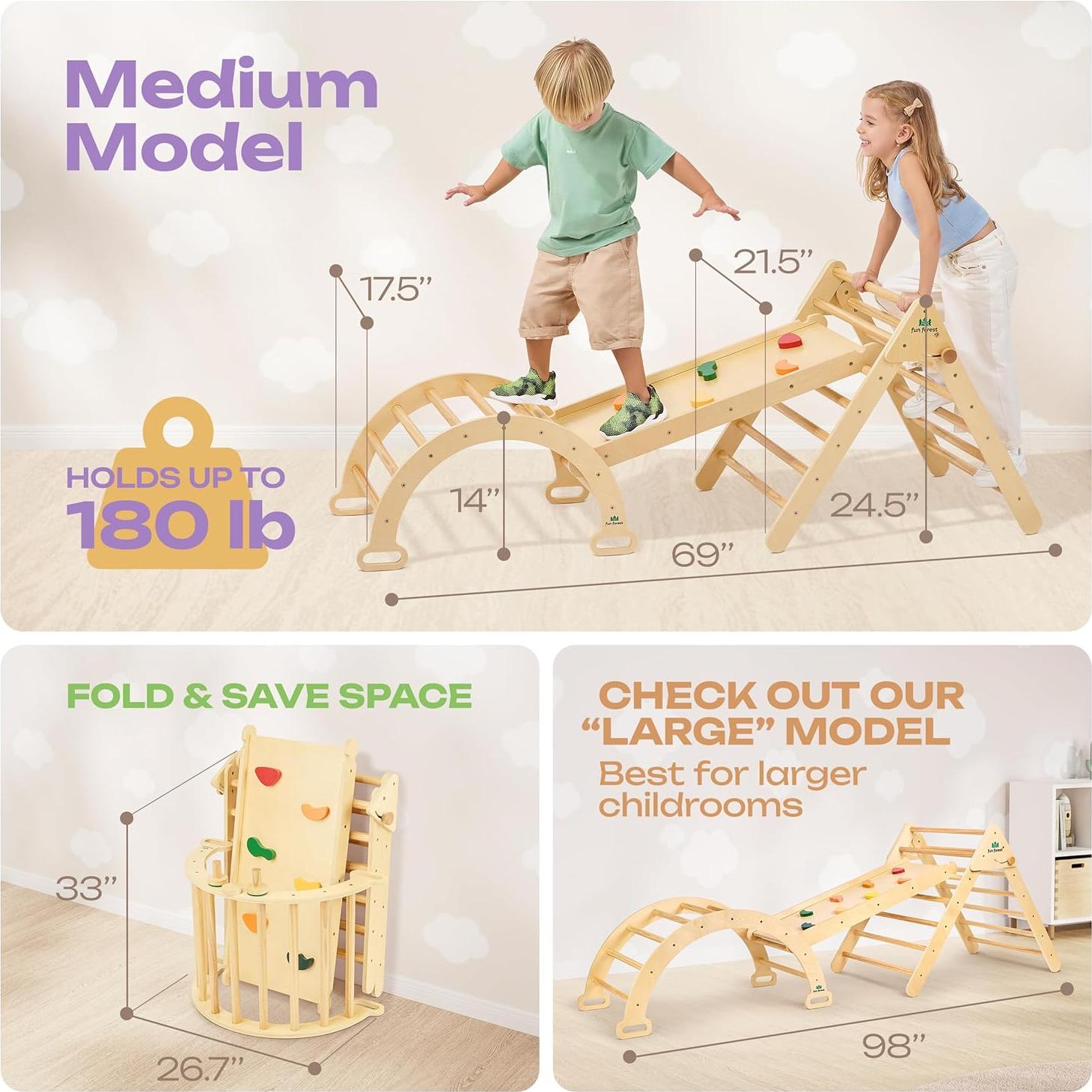 Set Triángulo Pikler 7-en-1 Fun Forest para Niños
