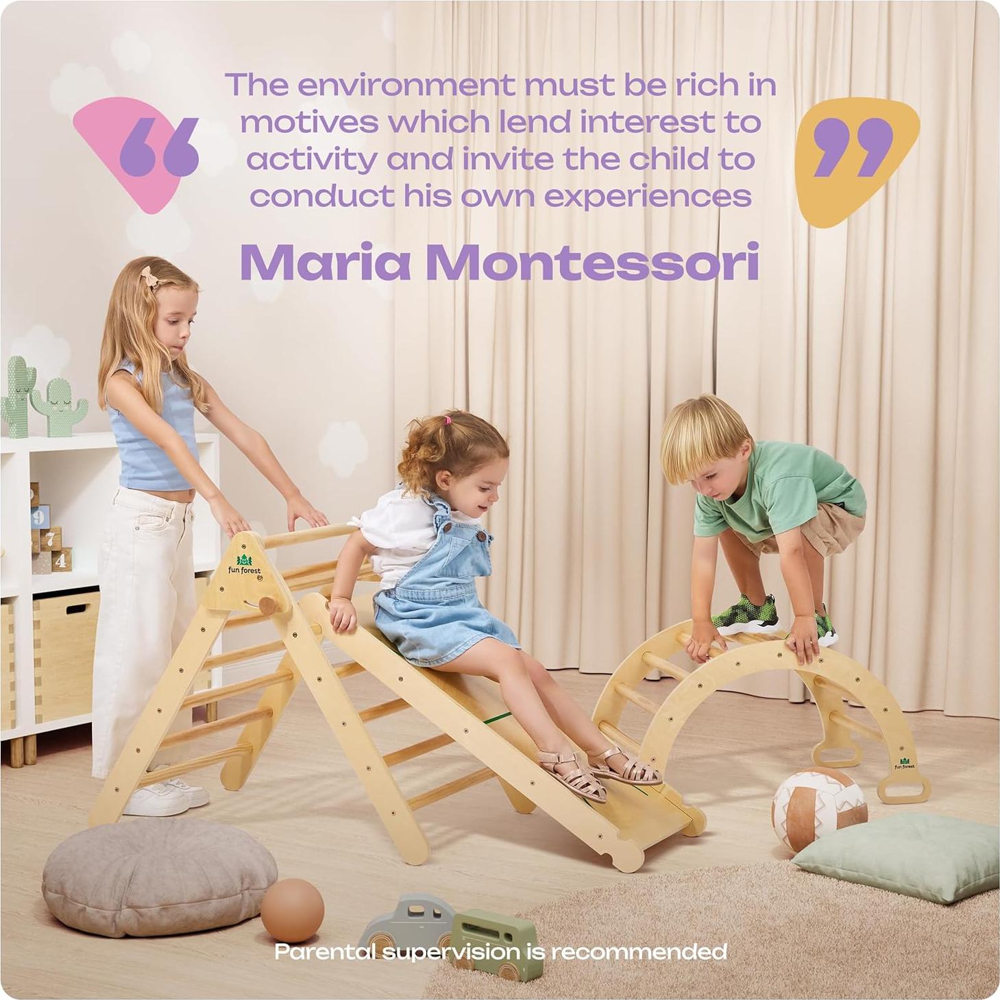 Set Triángulo Pikler 7-en-1 Fun Forest para Niños