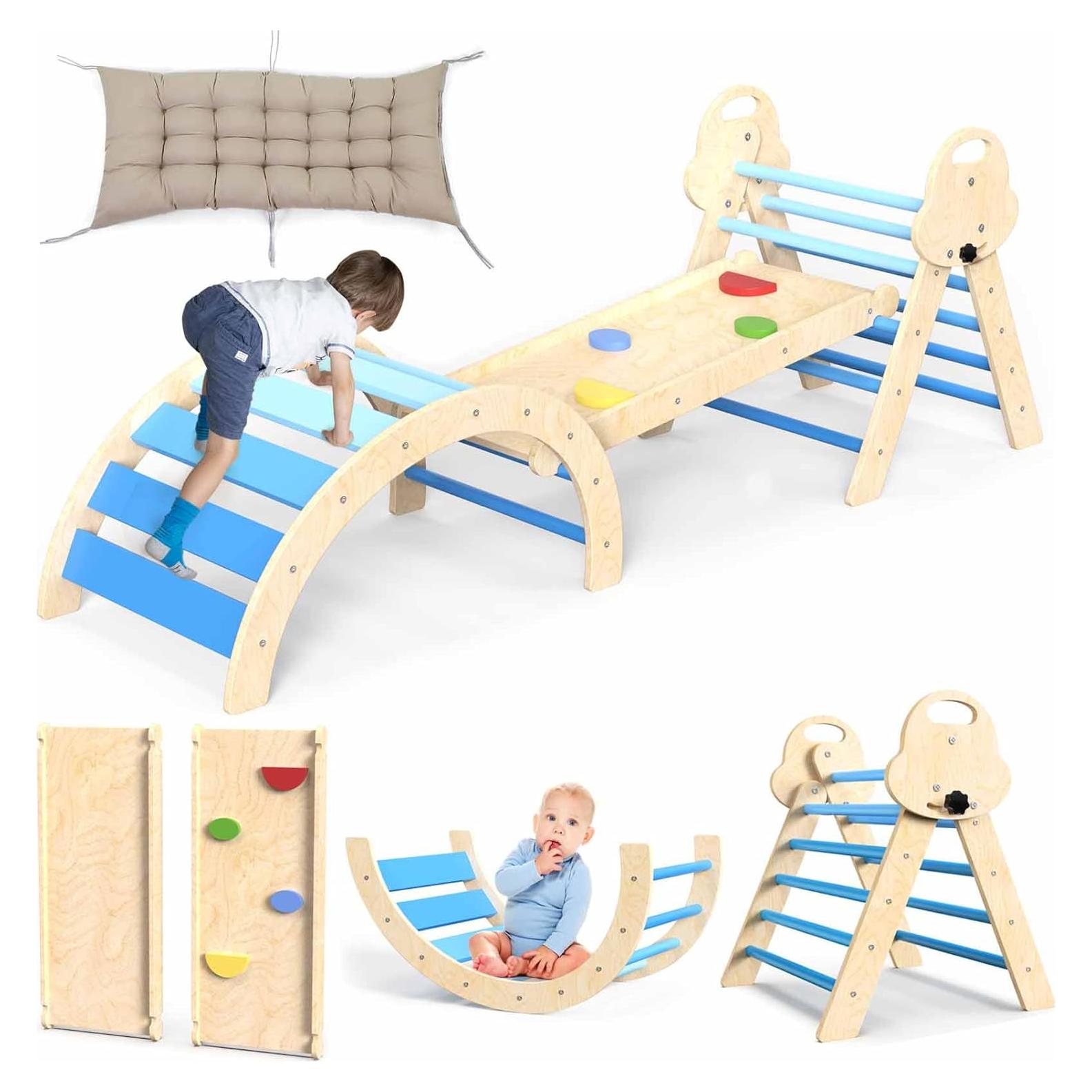 Juego de Triángulo Pikler 7 en 1 bbgroundgrm con Cojín