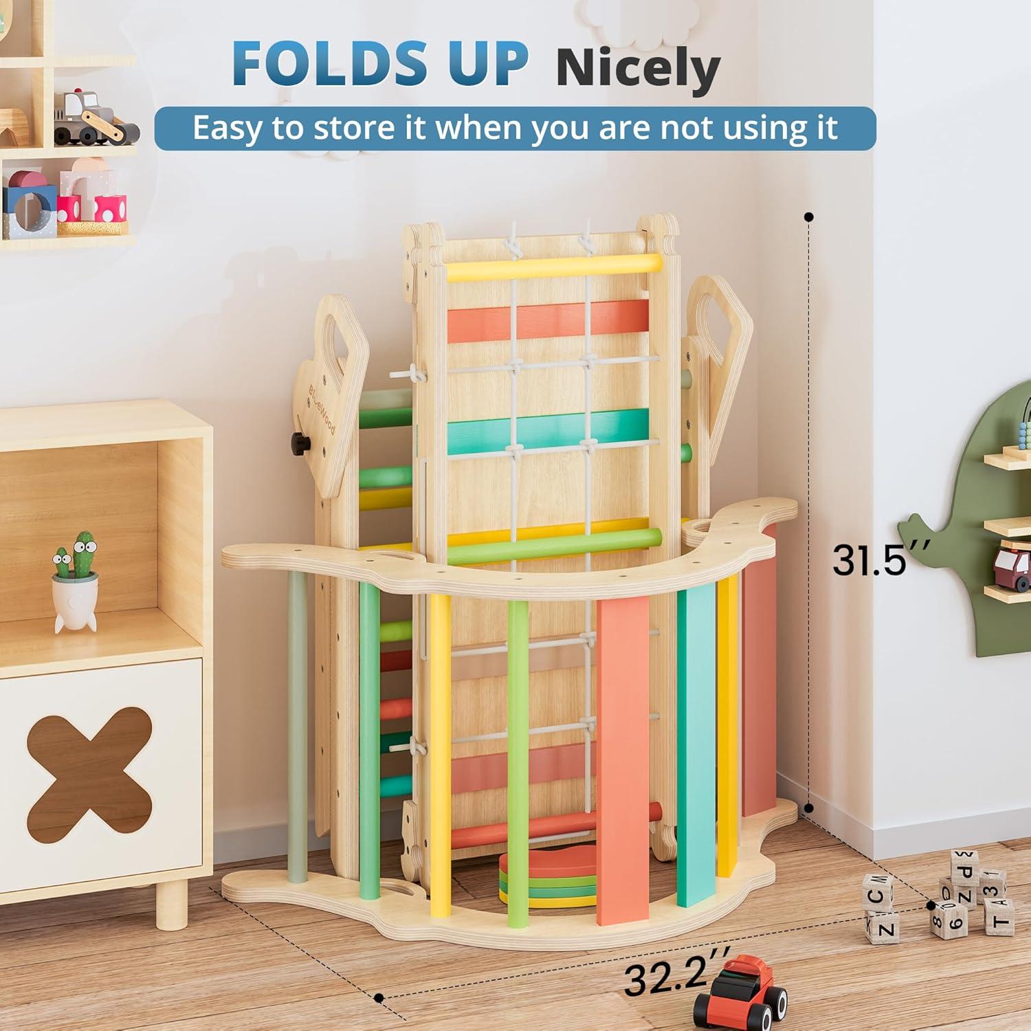 Conjunto de Escalada Pikler BlueWood 7 en 1 Rosa Malva