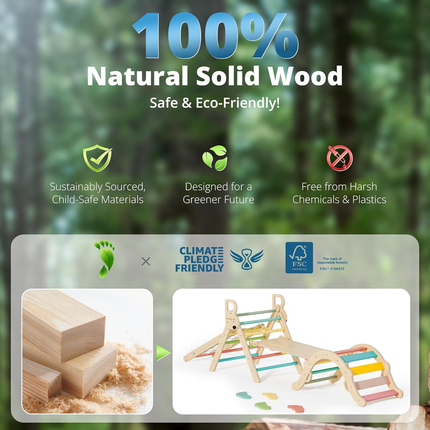 Conjunto de Escalada Pikler BlueWood 7 en 1 Rosa Malva