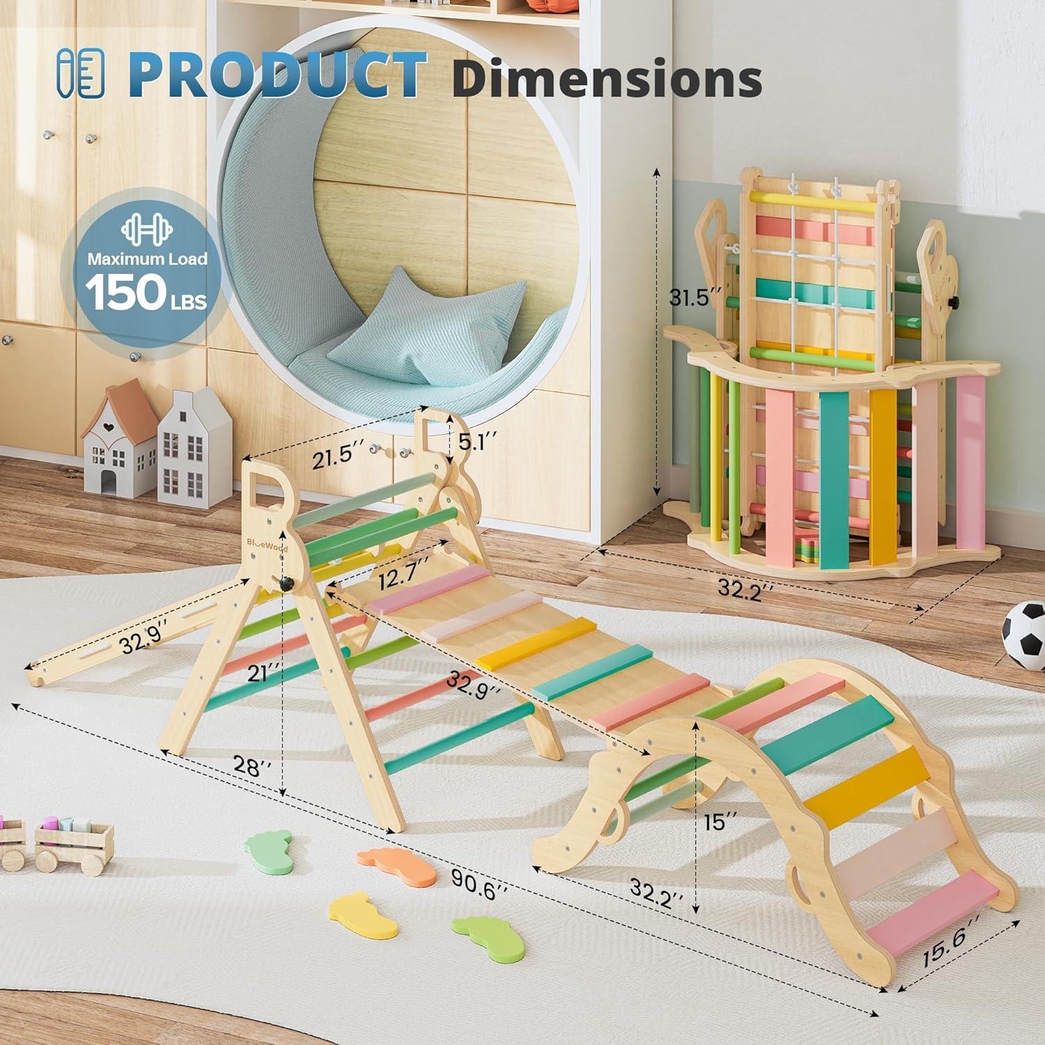 Conjunto de Escalada Pikler BlueWood 7 en 1 Rosa Malva