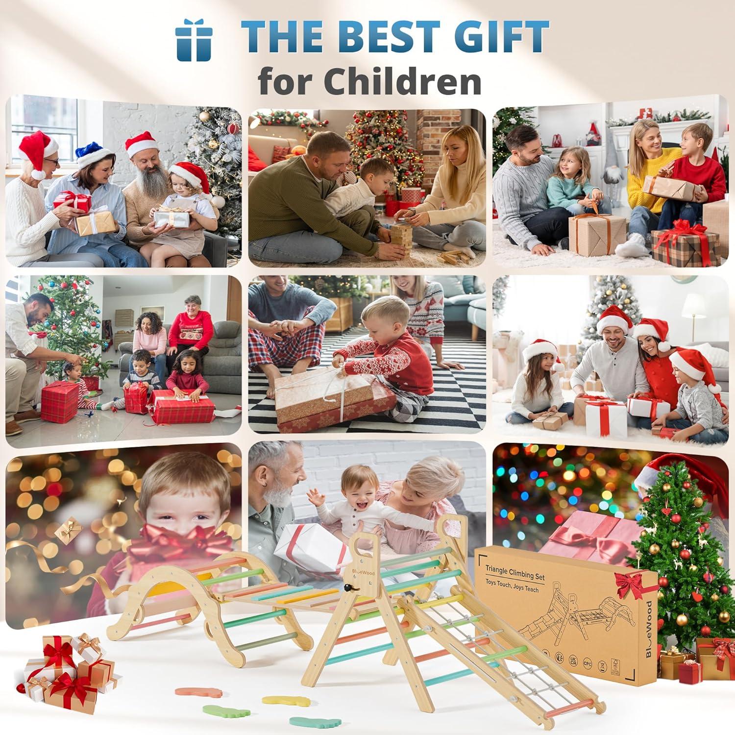 Conjunto de Escalada Pikler BlueWood 7 en 1 Rosa Malva