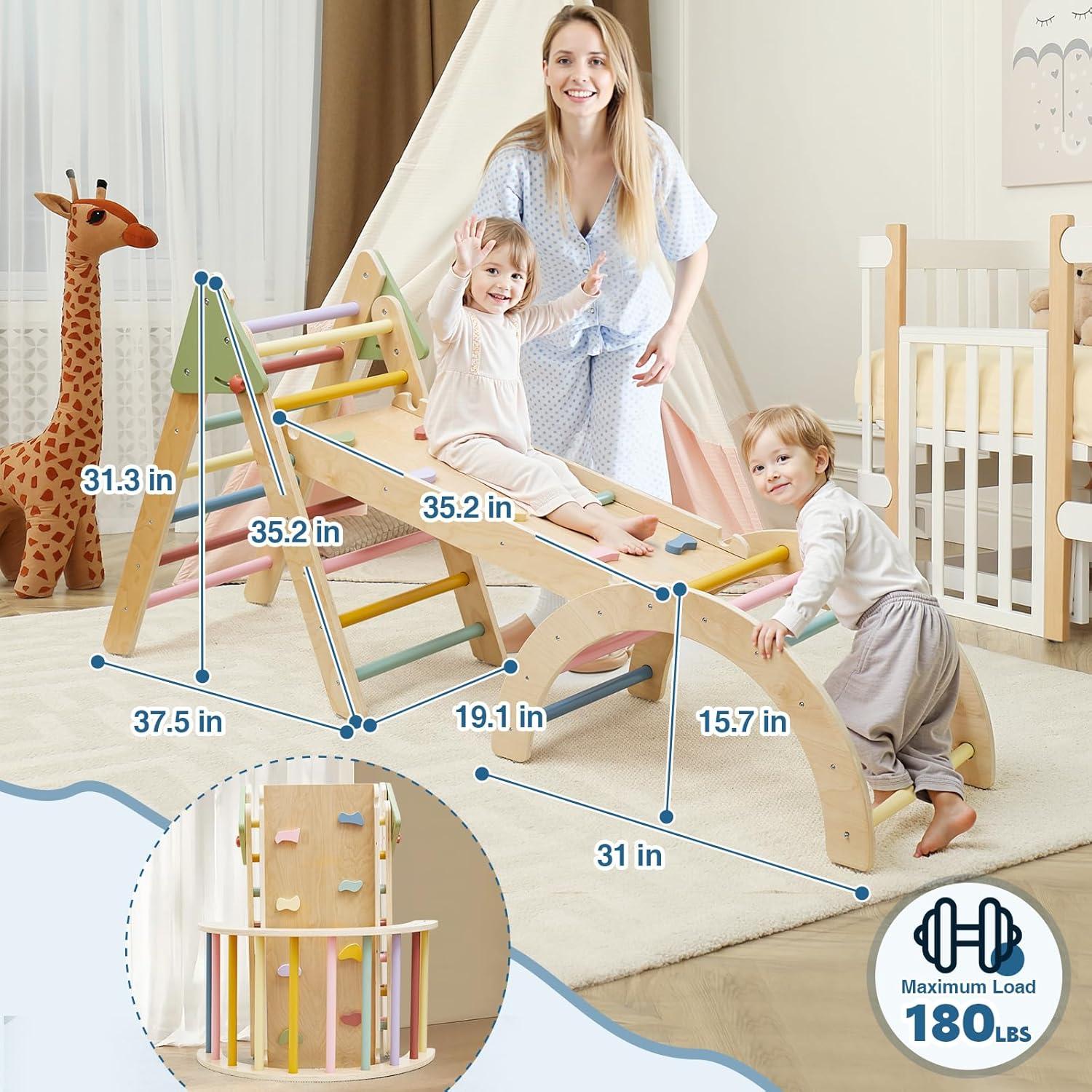 Conjunto Triángulo Pikler 7 en 1 AmazingJoy para Niños 1-3 Años