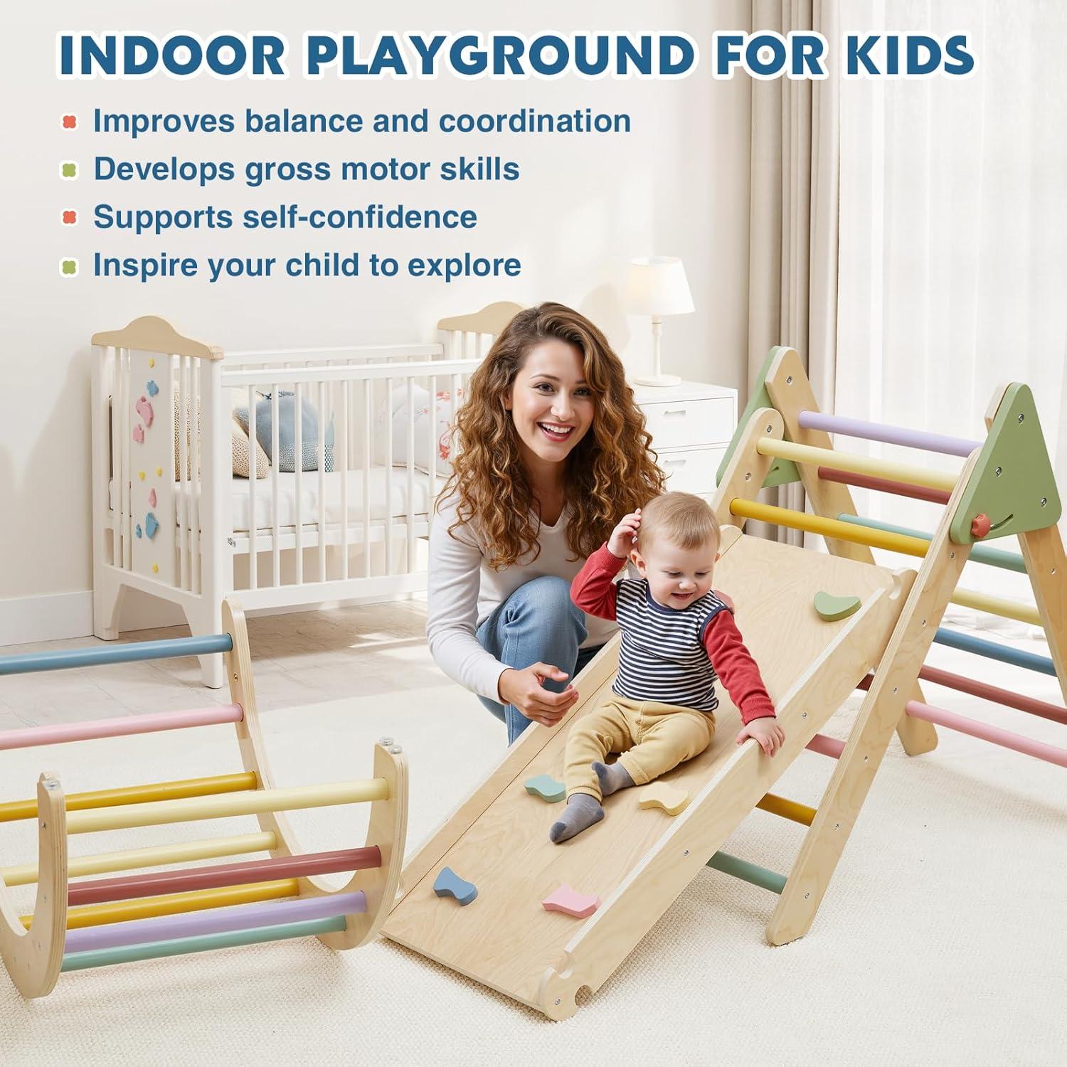 Conjunto Triángulo Pikler 7 en 1 AmazingJoy para Niños 1-3 Años