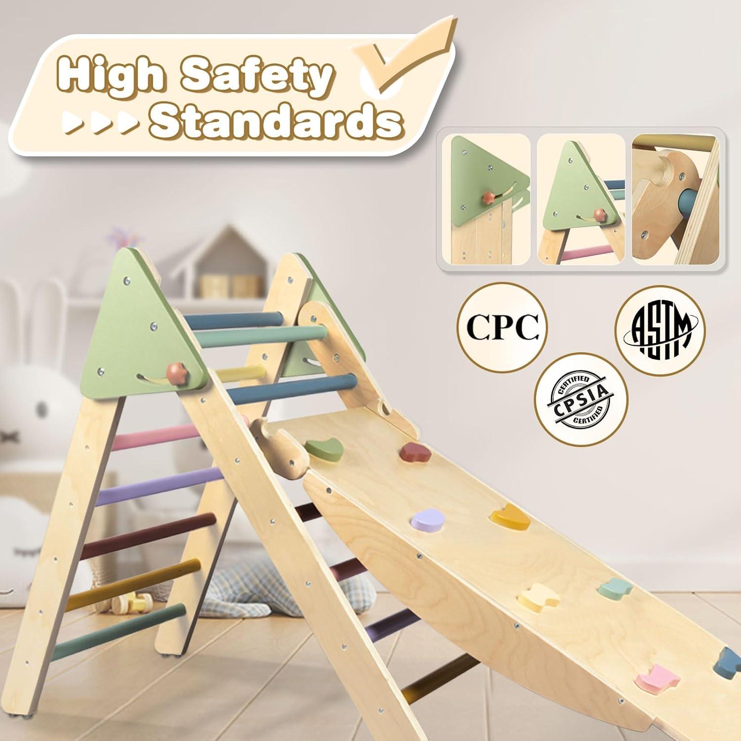 Conjunto Triángulo Pikler 4 en 1 LOL-FUN con Rampa y Tobogán