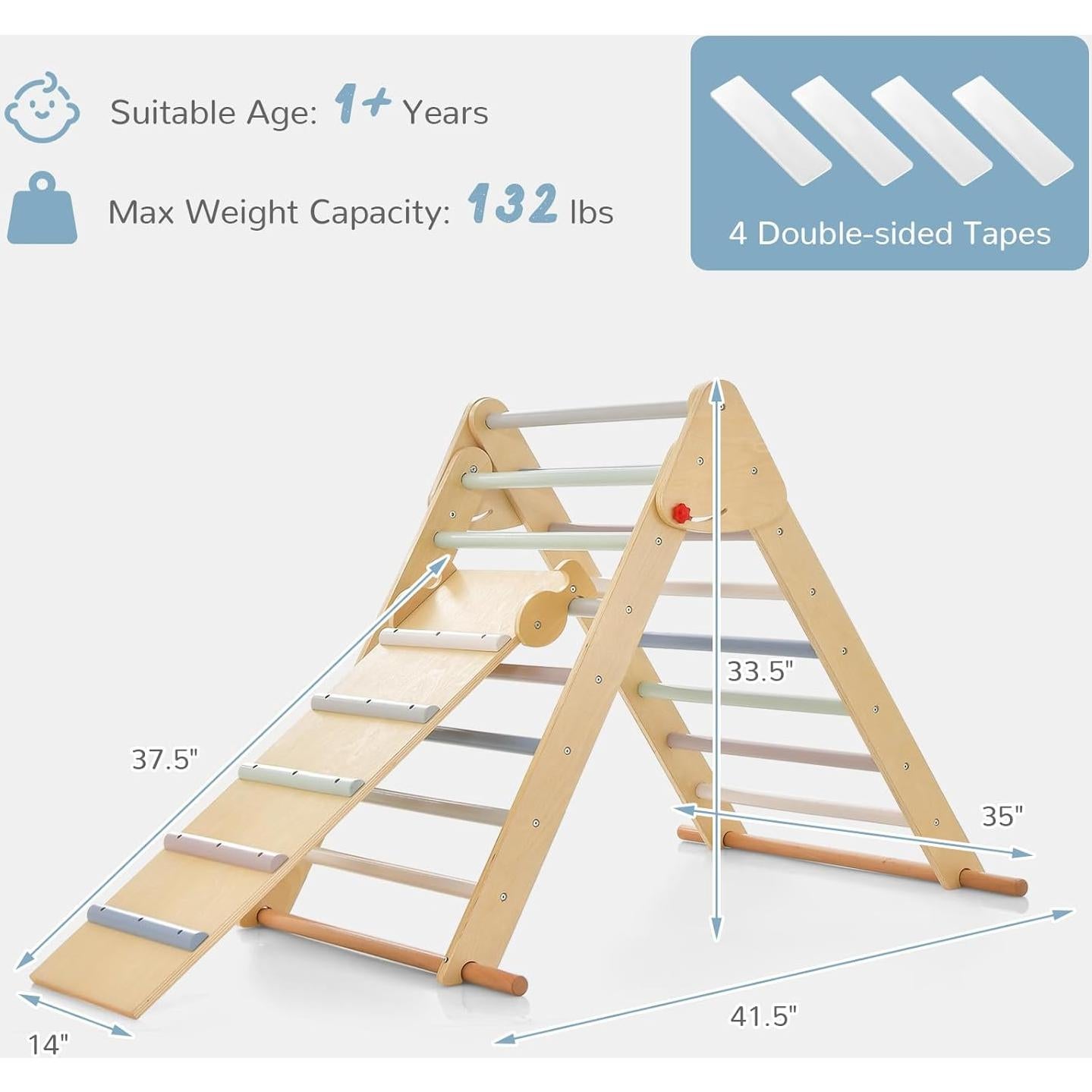 OLAKIDS Conjunto Triangular 3 en 1 de Escalada para Niños