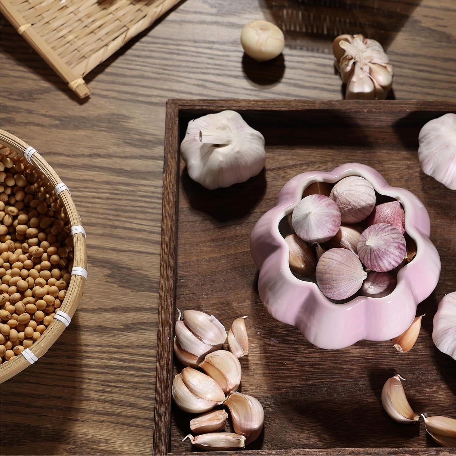 Guardián de Ajo TOIVO Cerámica Morado 13cm con Tapa