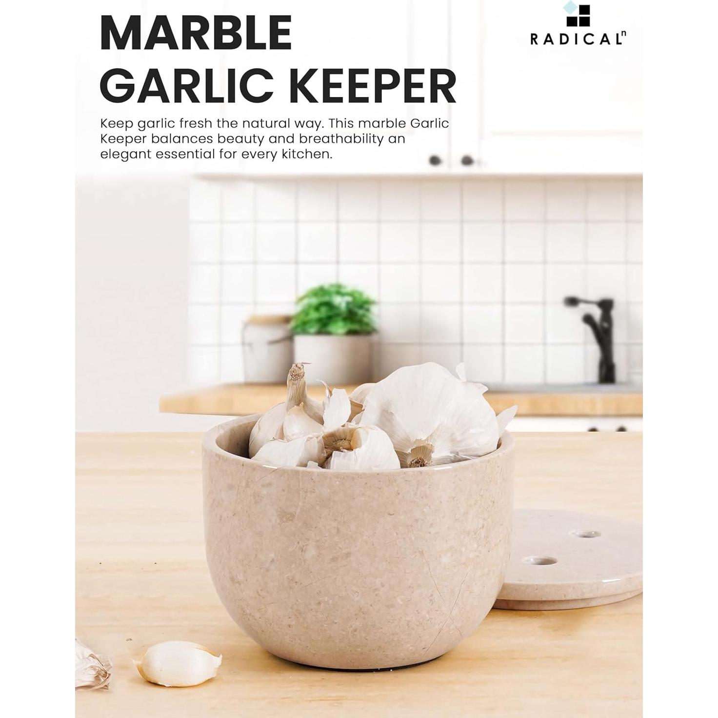 Conservador de Ajo de Mármol Radicaln 11.43 cm Hecho a Mano