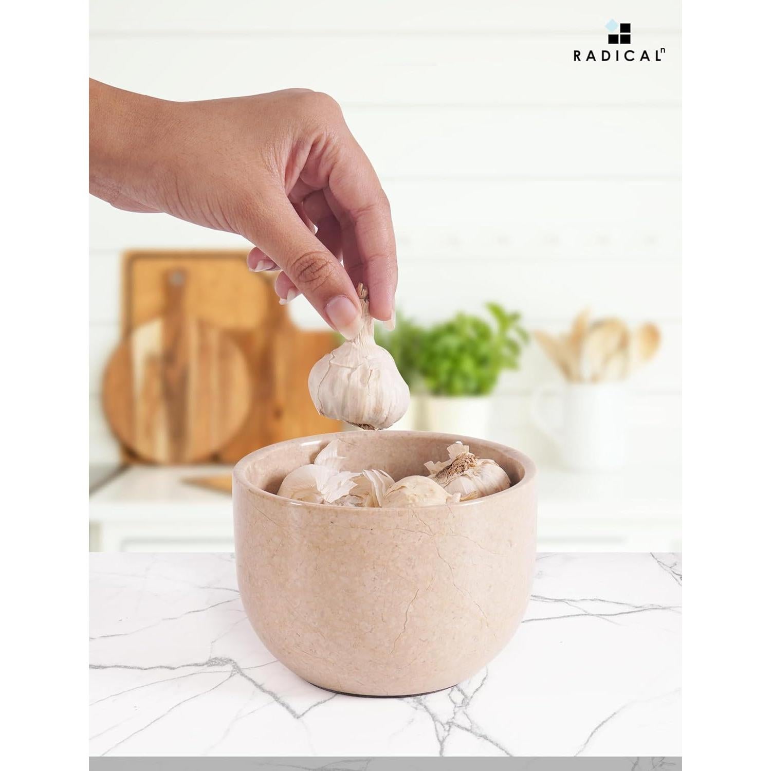 Conservador de Ajo de Mármol Radicaln 11.43 cm Hecho a Mano