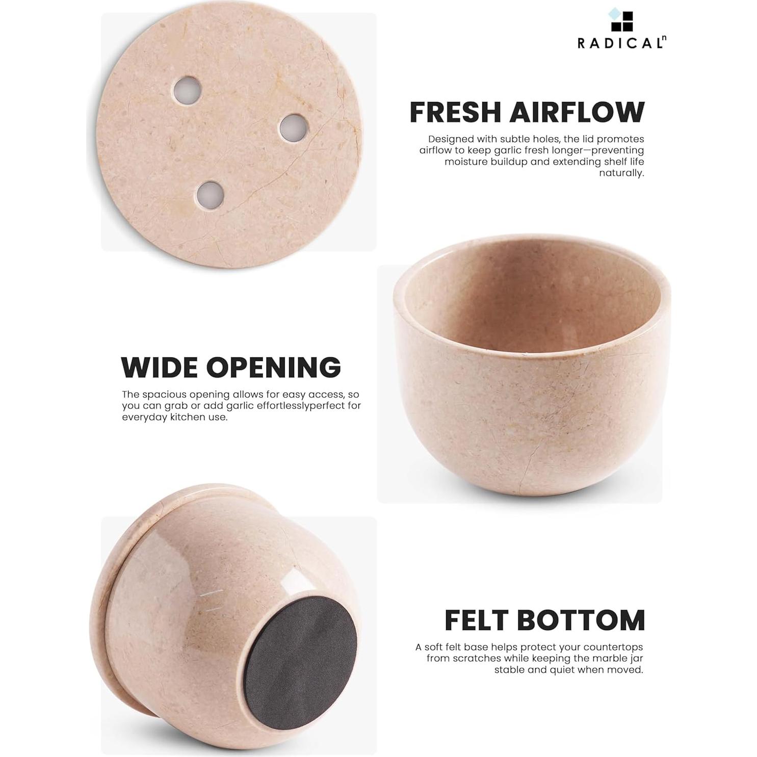 Conservador de Ajo de Mármol Radicaln 11.43 cm Hecho a Mano