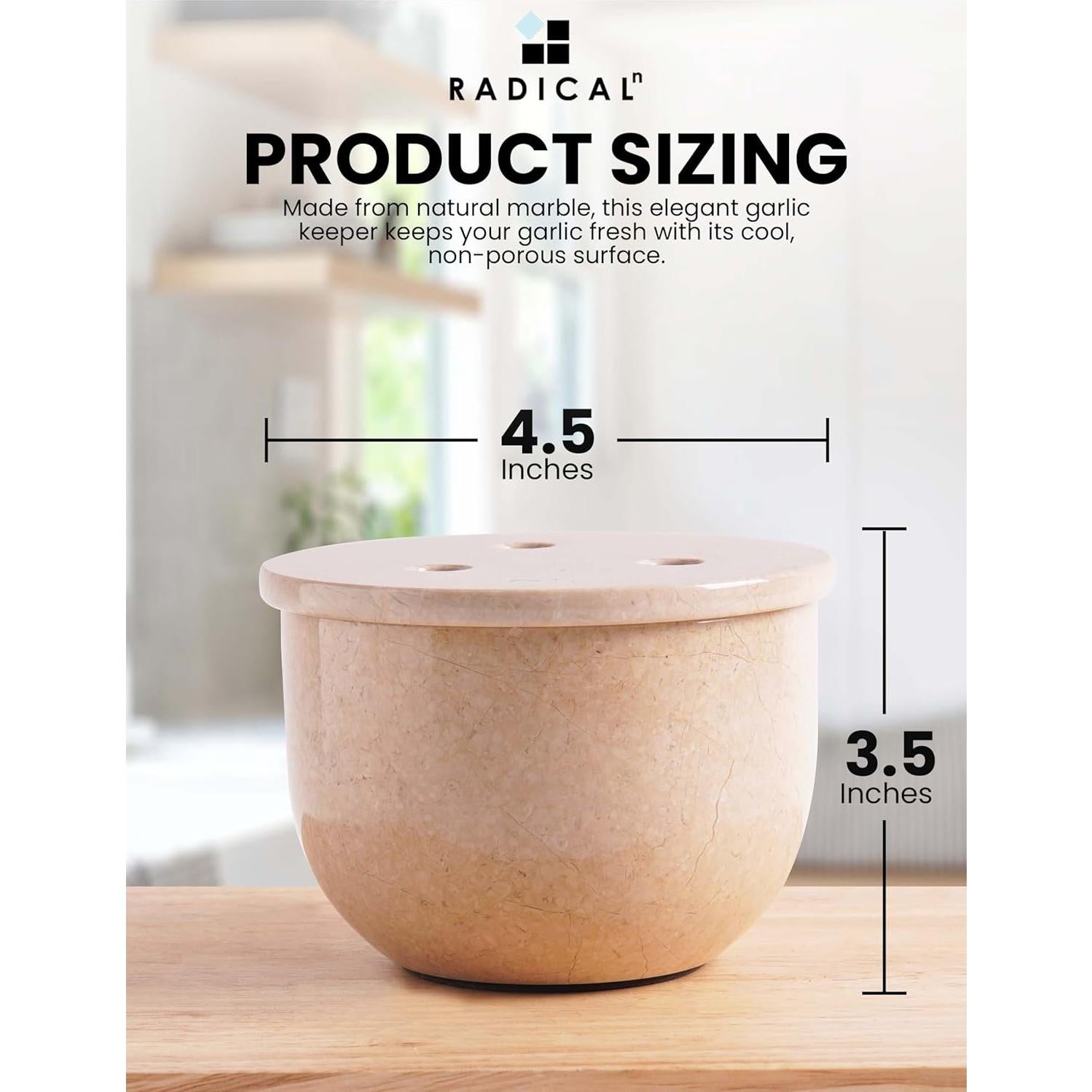 Conservador de Ajo de Mármol Radicaln 11.43 cm Hecho a Mano