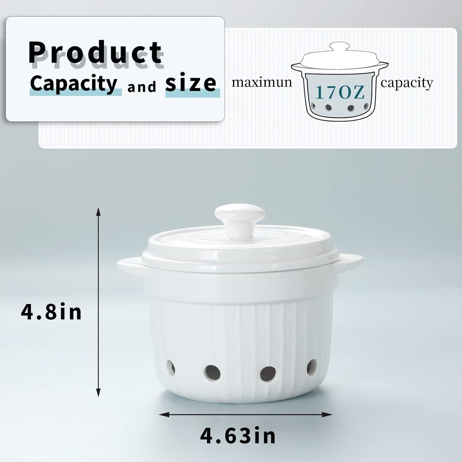 Contenedor de Ajo HAOTOP de Cerámica con Tapa - 480 ml Blanco