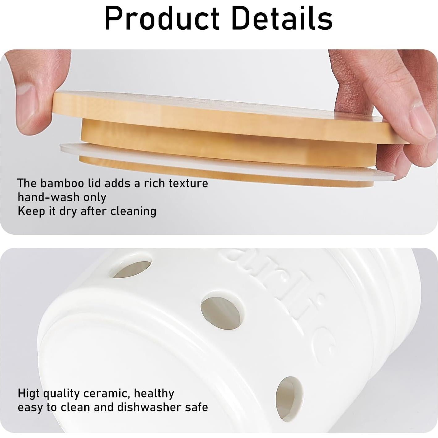 Contenedor de Ajo Cerámico Arglife con Tapa de Bambú 11.9 cm