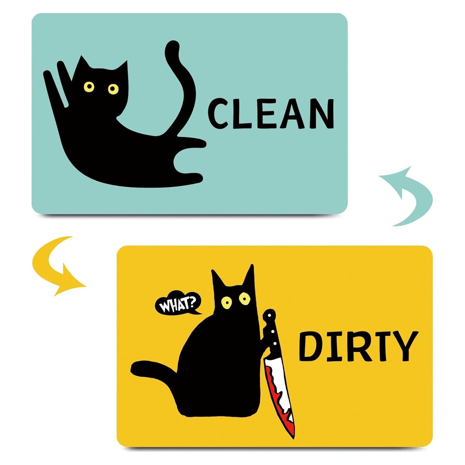 Imán de Lavavajillas Doble Cara HSSPIRITZ Gato Negro 8.9x5.6cm