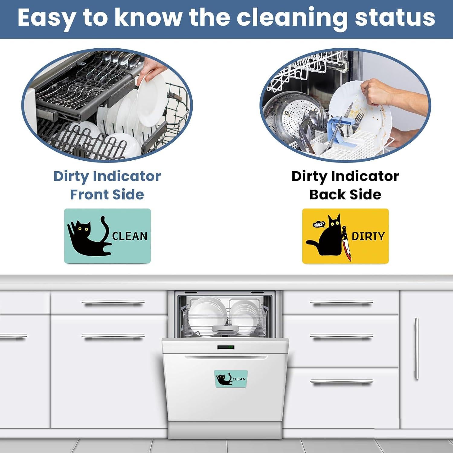 Imán de Lavavajillas Doble Cara HSSPIRITZ Gato Negro 8.9x5.6cm