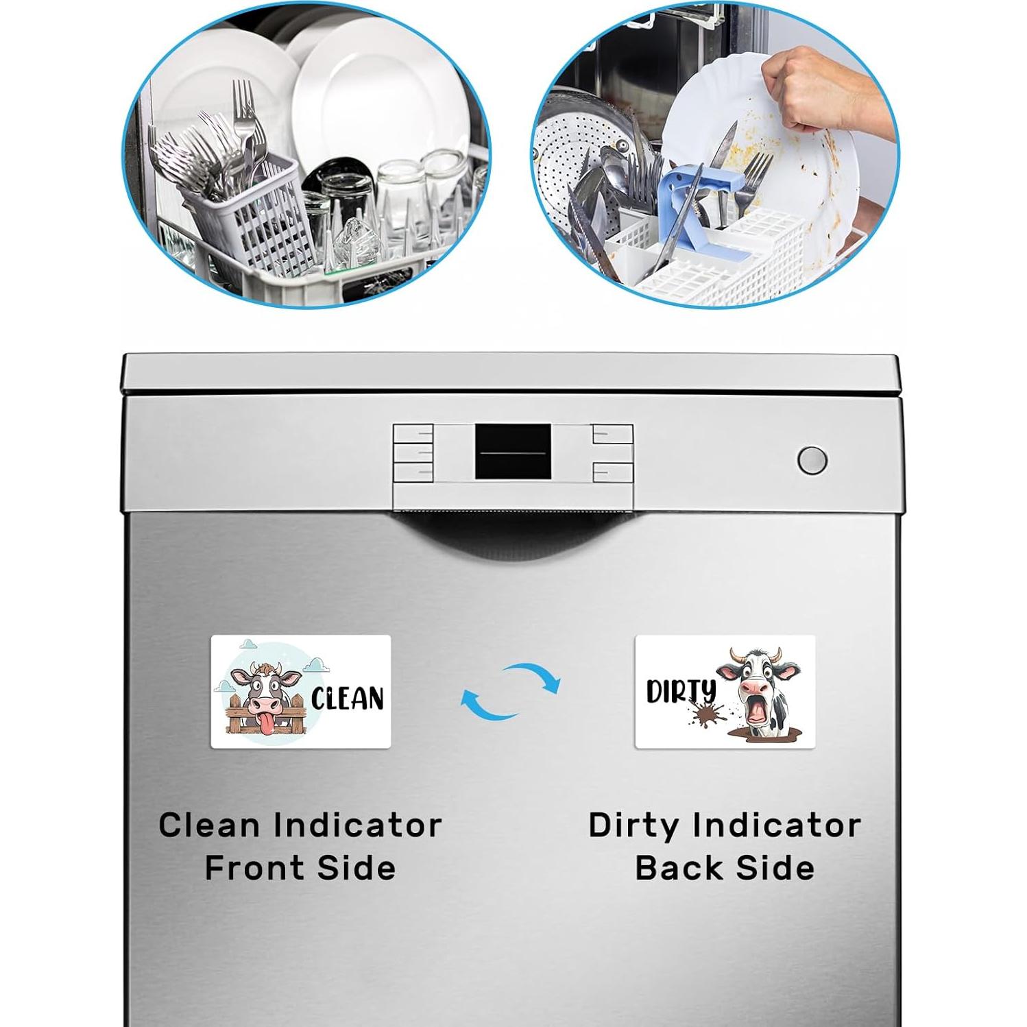 Imán de Lavavajillas PWHINGN Vaca Caricatura Doble Cara 9.7x5.6cm