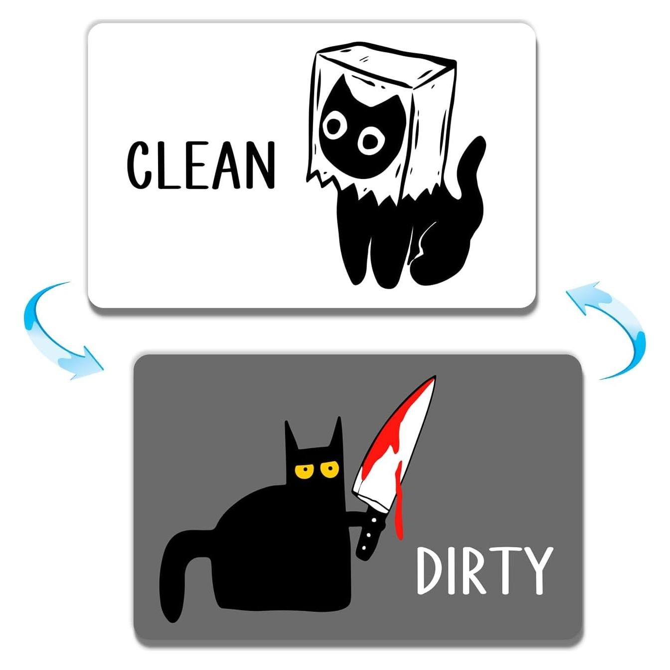 Imán Reversible para Lavavajillas JCHCAMRY Gato Negro 9.7x5.8cm