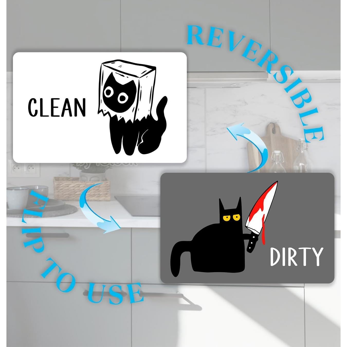 Imán Reversible para Lavavajillas JCHCAMRY Gato Negro 9.7x5.8cm