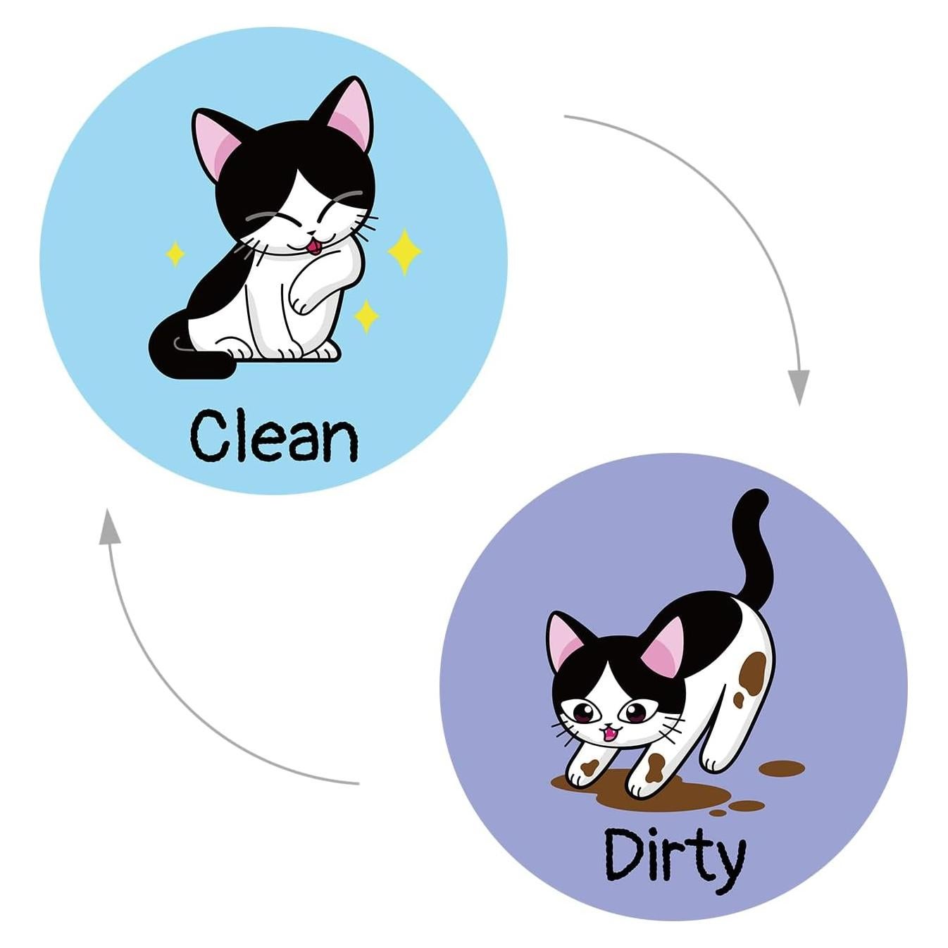 Imán de Lavavajillas Limpio Sucio Gosknor 8.9 cm Diseño Gato