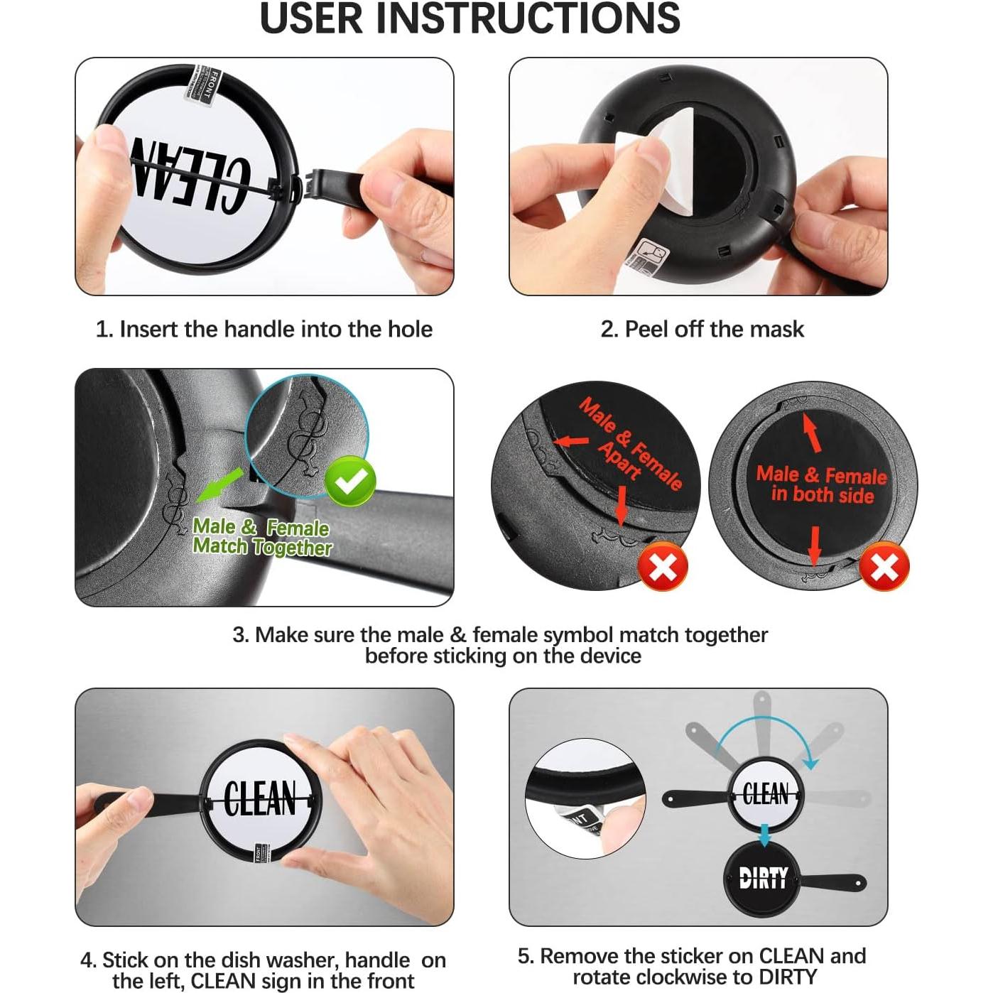 Señal Limpio Sucio para Lavavajillas SOOOEC Adhesivo 13.2x8.1cm