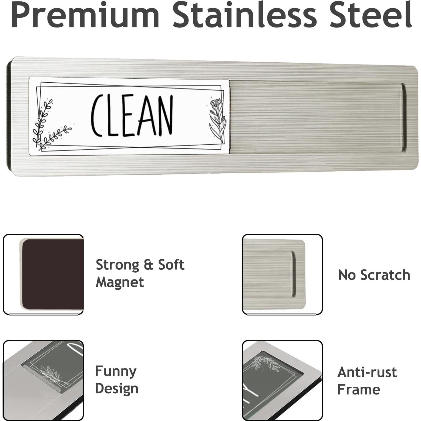 Imán de Lavavajillas Limpio Sucio YEWGARB Acero Inoxidable