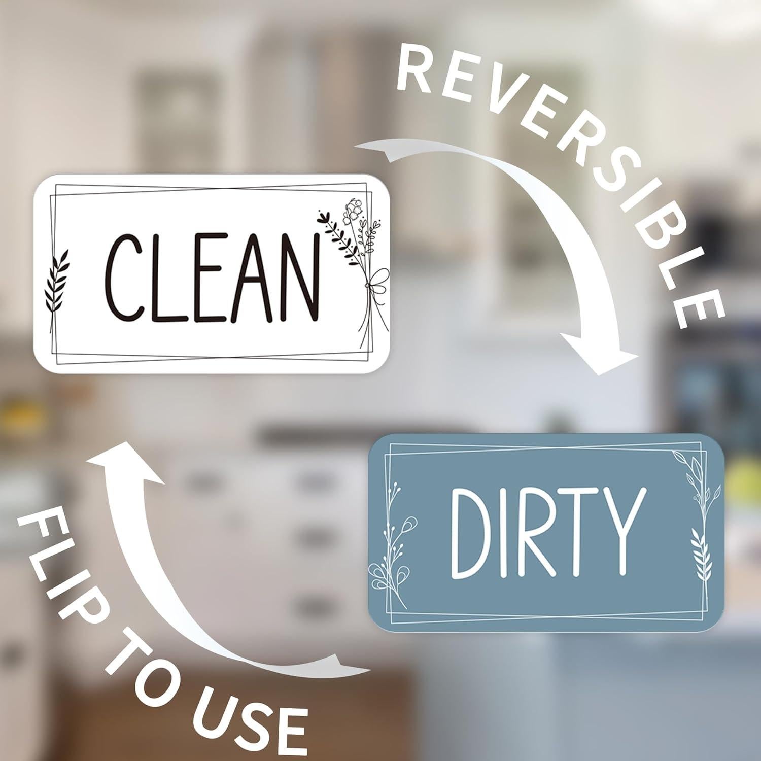 Imán Limpio Sucio Doble Cara MENIFEND Floral Azul 10.5x5.8 cm