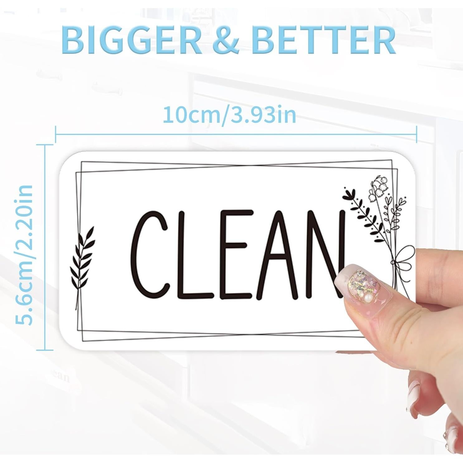 Imán Limpio Sucio Doble Cara MENIFEND Floral Azul 10.5x5.8 cm