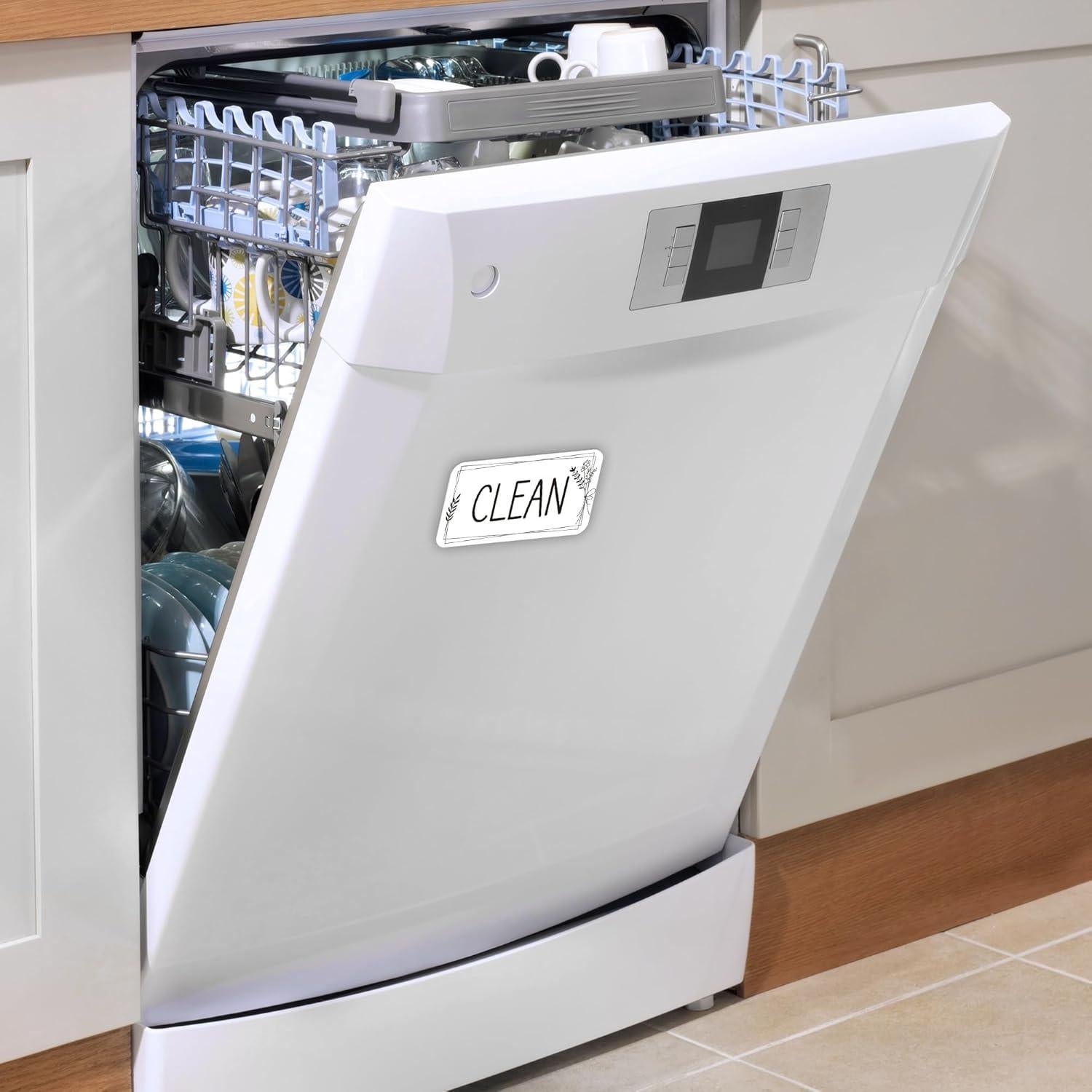 Imán Limpio Sucio Doble Cara MENIFEND Floral Azul 10.5x5.8 cm