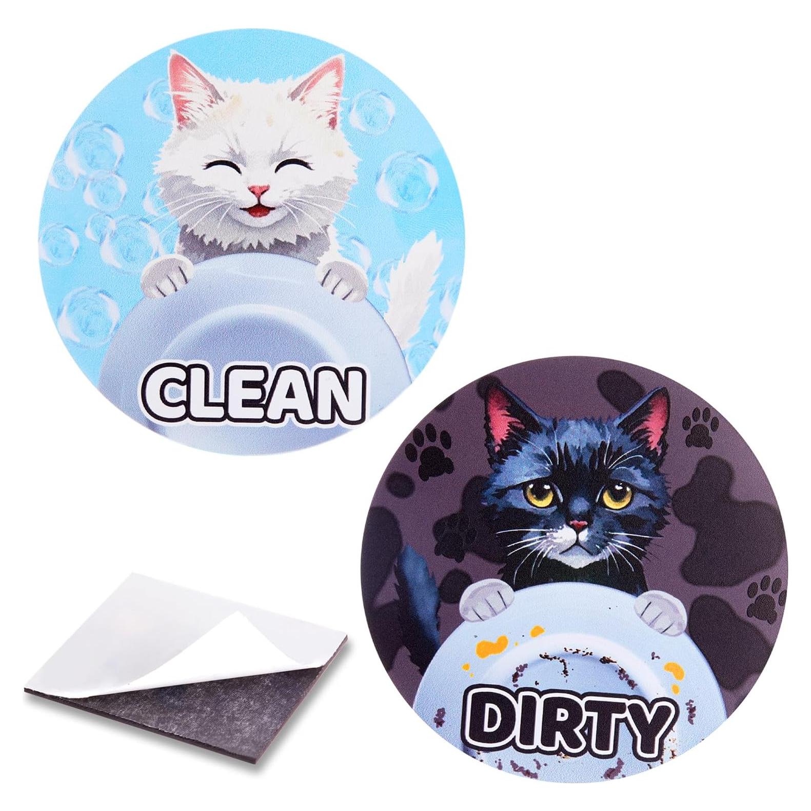 Imán de Lavavajillas Limpio Sucio Xuhal Gato Blanco 9 cm