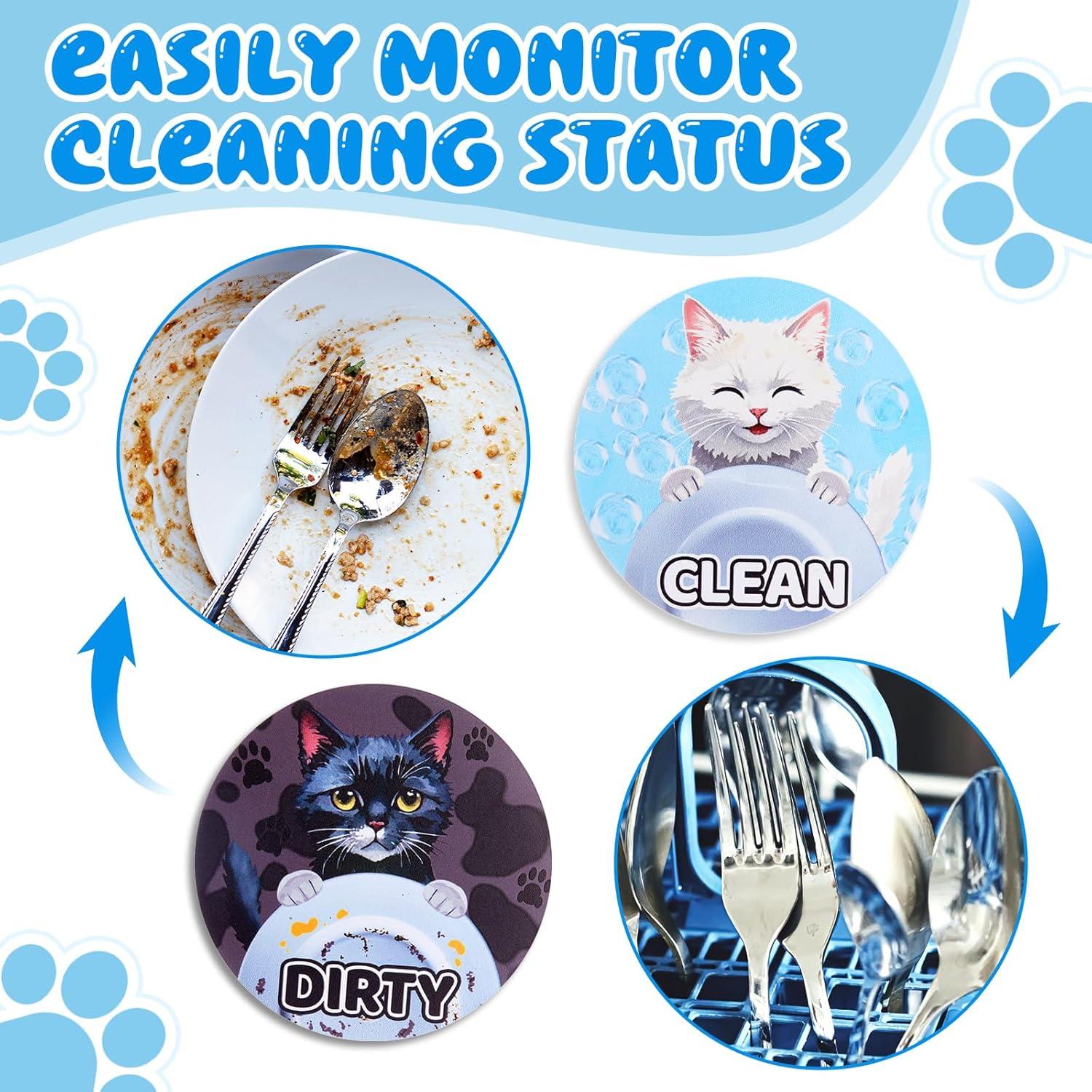 Imán de Lavavajillas Limpio Sucio Xuhal Gato Blanco 9 cm