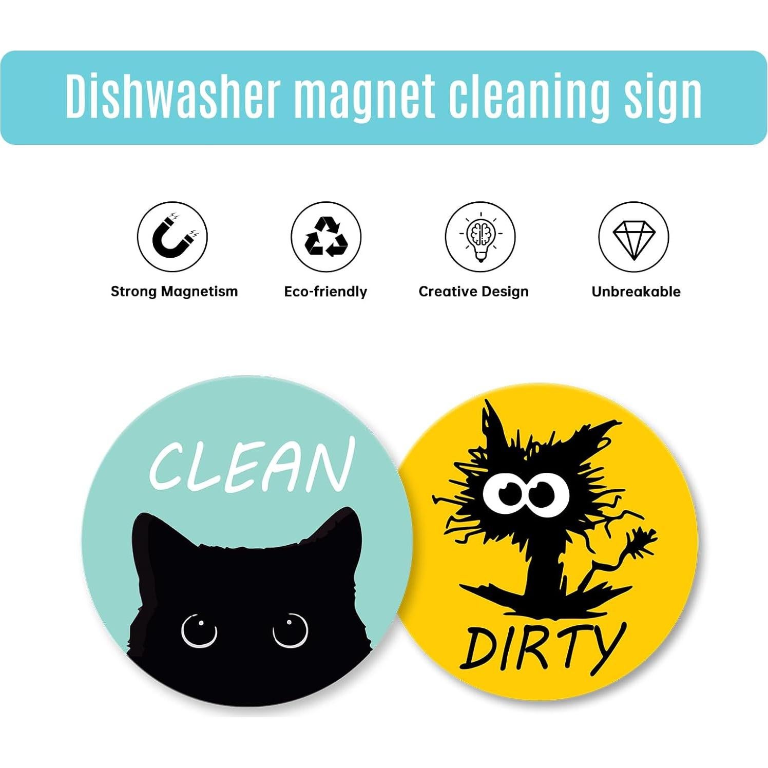 Imán para Lavavajillas Calyders Doble Cara Gato Limpio Sucio