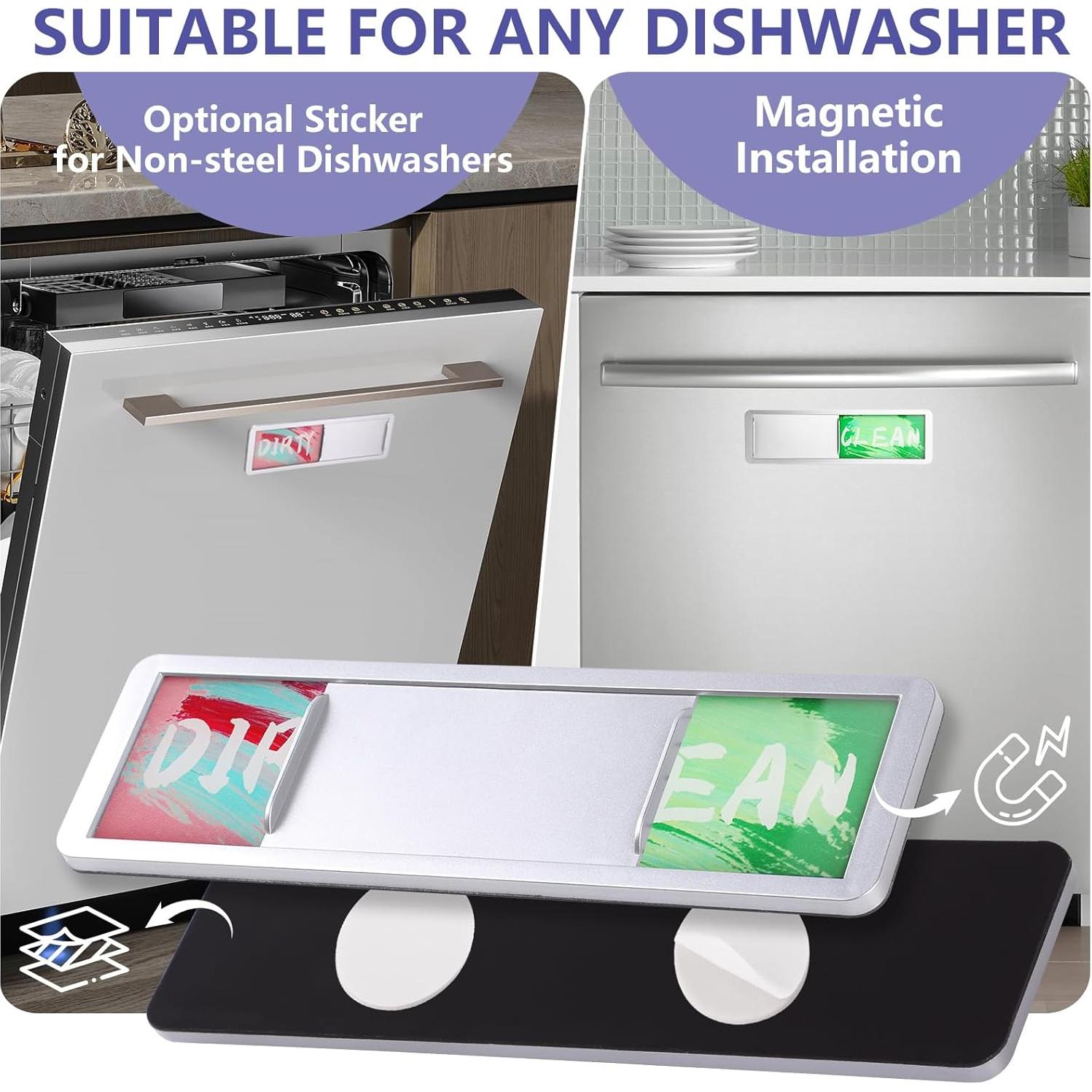 Imán de Lavavajillas Limpio Sucio KIKISML Plata 17.7x5.2cm