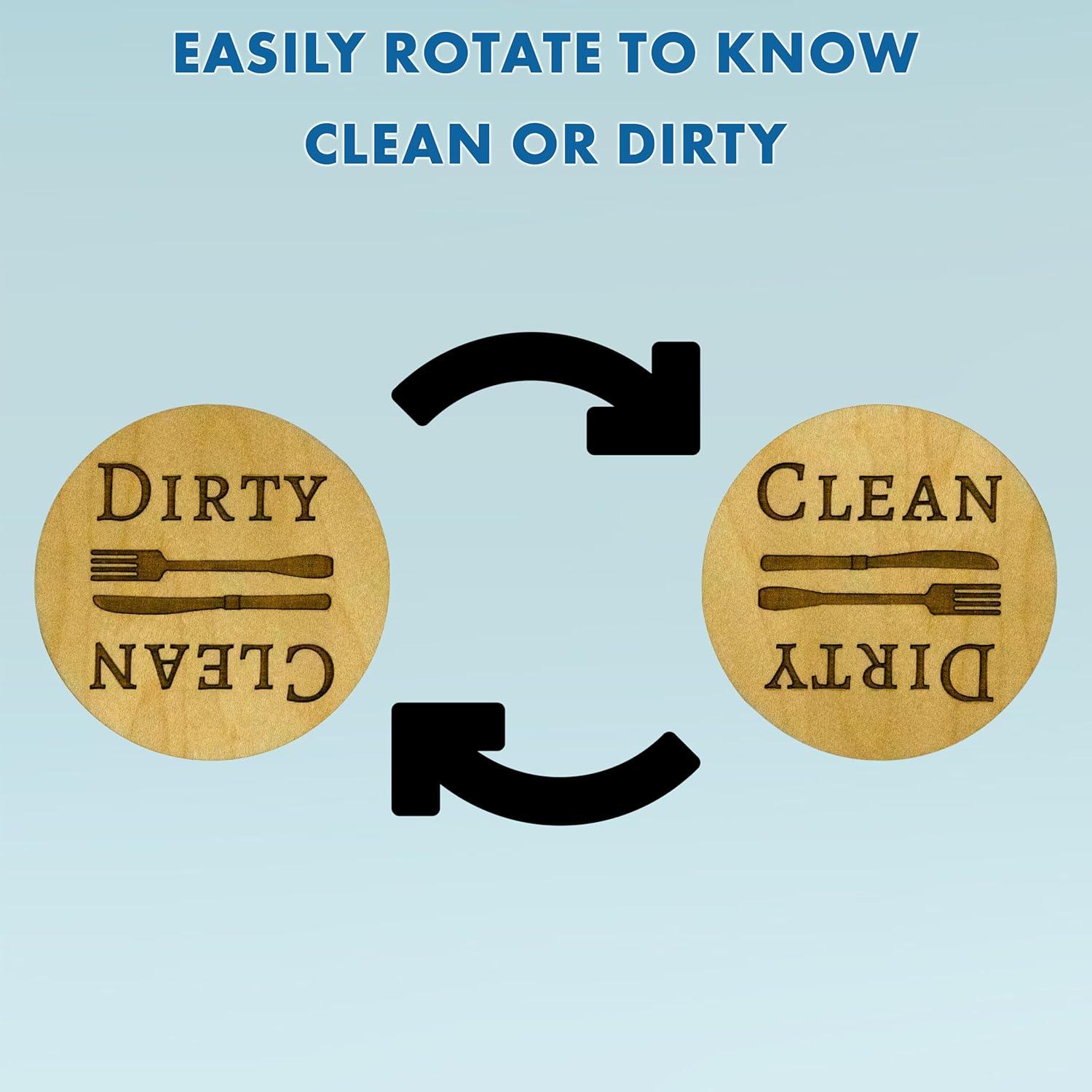 Imán de Lavavajillas Limpio Sucio Madera Arce 6.35 cm