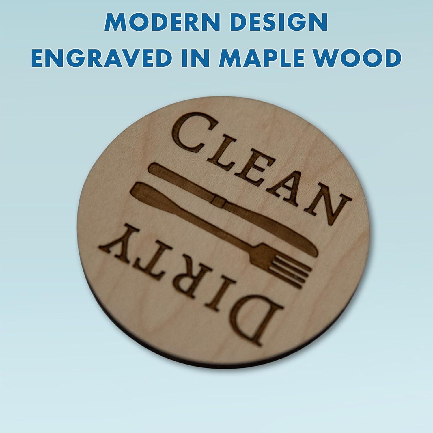 Imán de Lavavajillas Limpio Sucio Madera Arce 6.35 cm