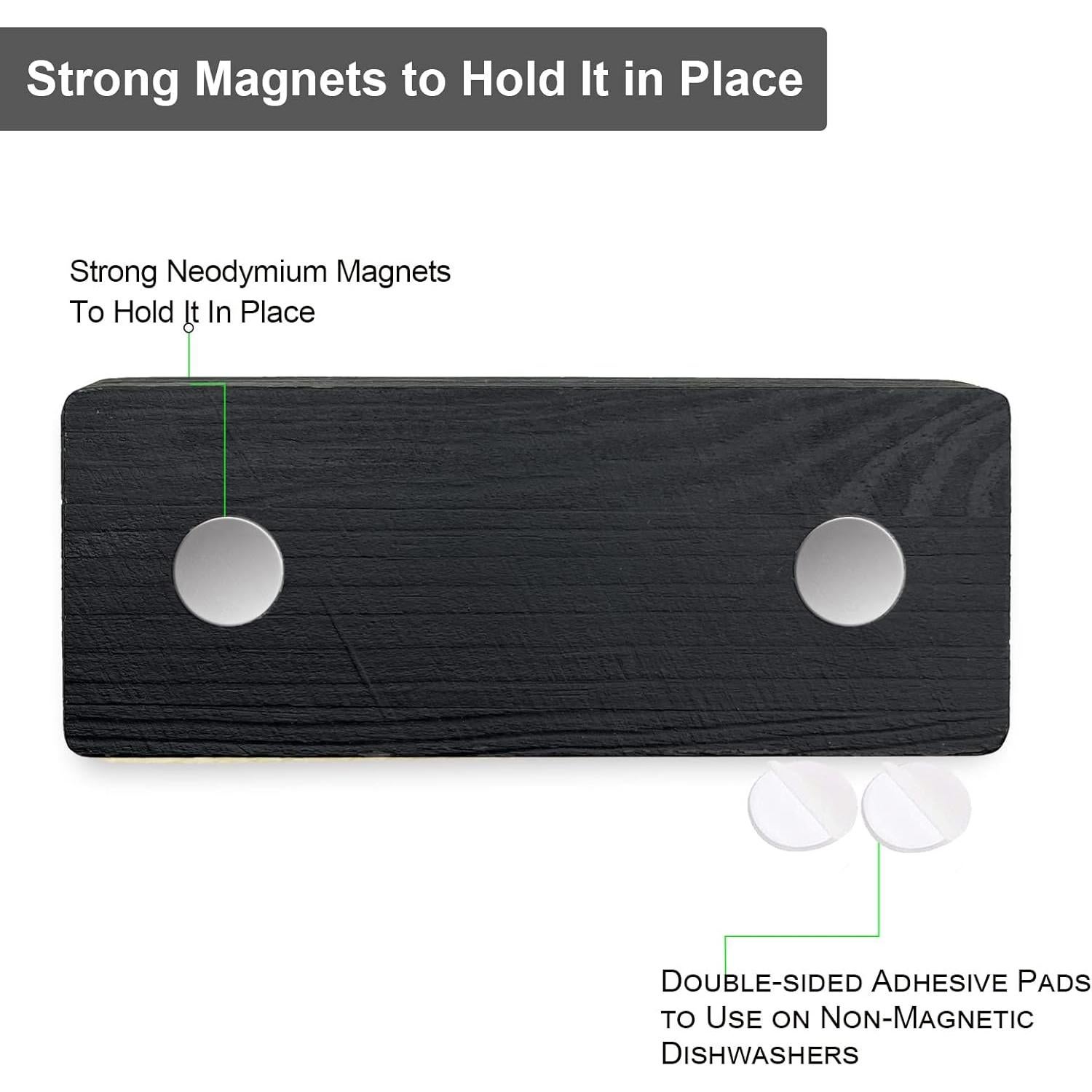 Imán de Lavavajillas WOJOGO - Señal Limpio Sucio, Madera Negra