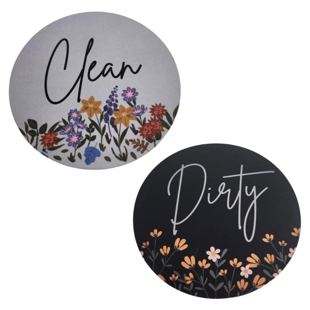 Imán para Lavavajillas Limpio Sucio Floral 8.89 cm - Pretty Inappropriate