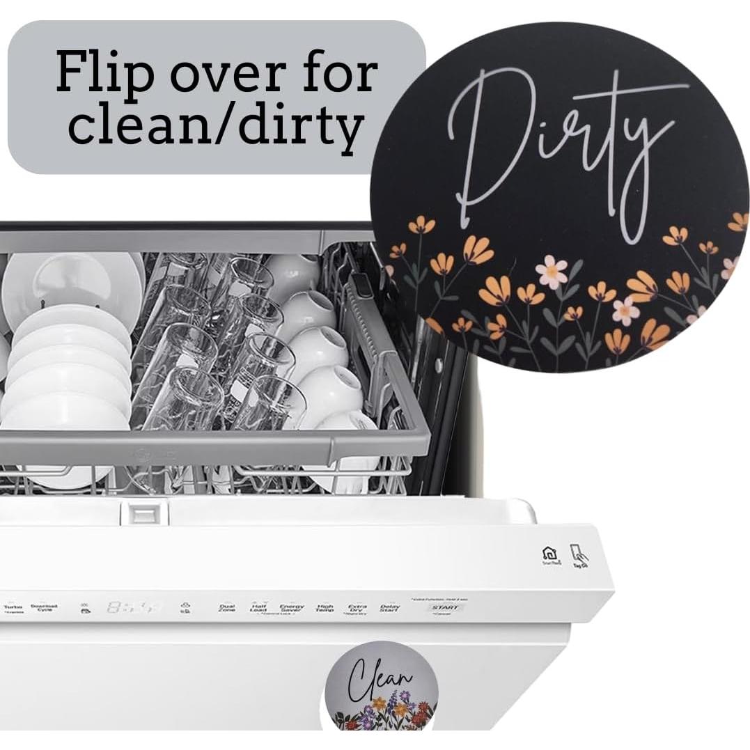 Imán para Lavavajillas Limpio Sucio Floral 8.89 cm - Pretty Inappropriate