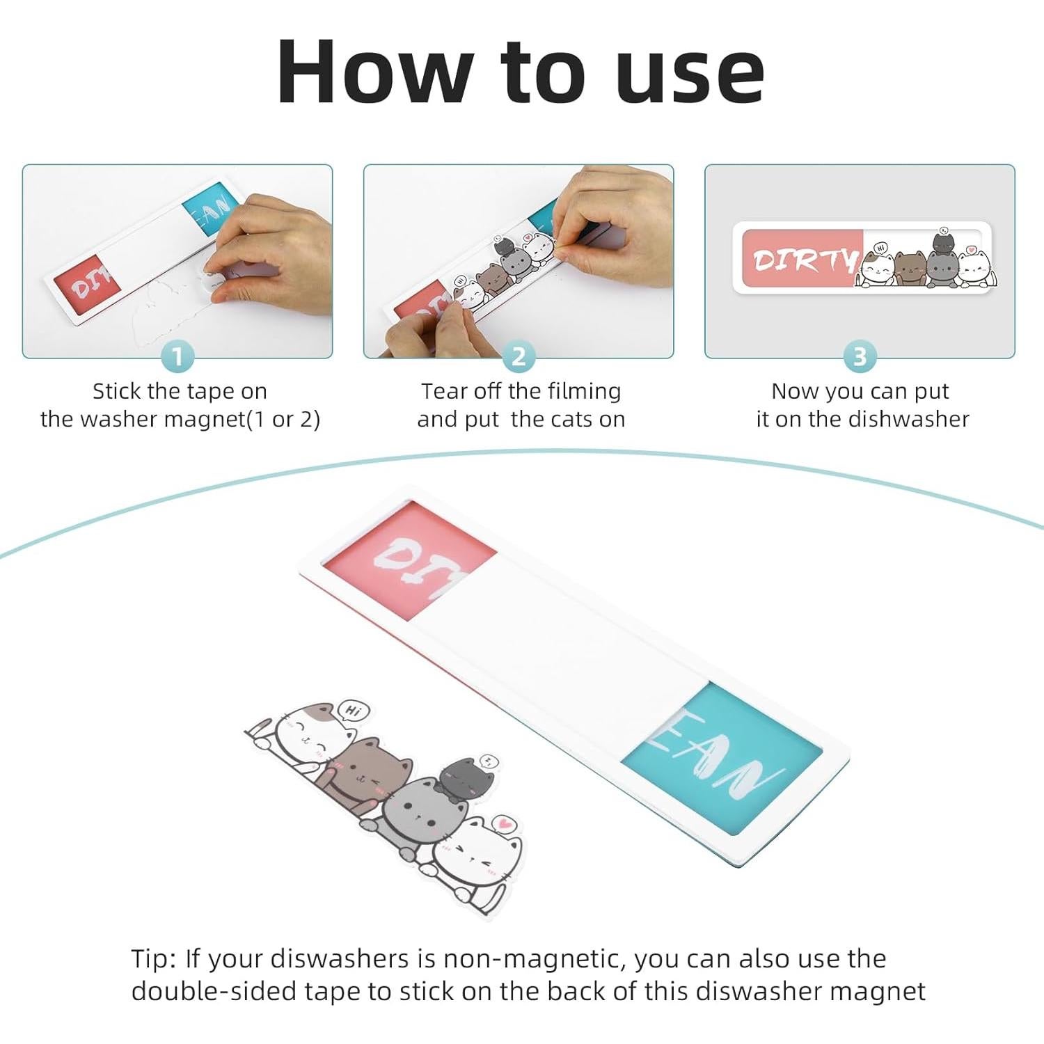 Imán de Lavavajillas Acrílico DetFinns Limpio Sucio 20x10cm
