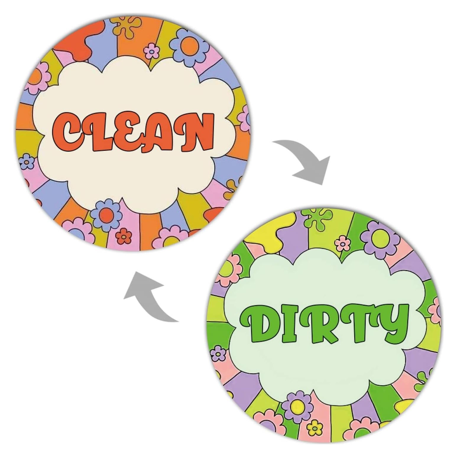 Imán Limpio Sucio GEEKBEAR 9 cm - Diseño Flor Feliz Reversible