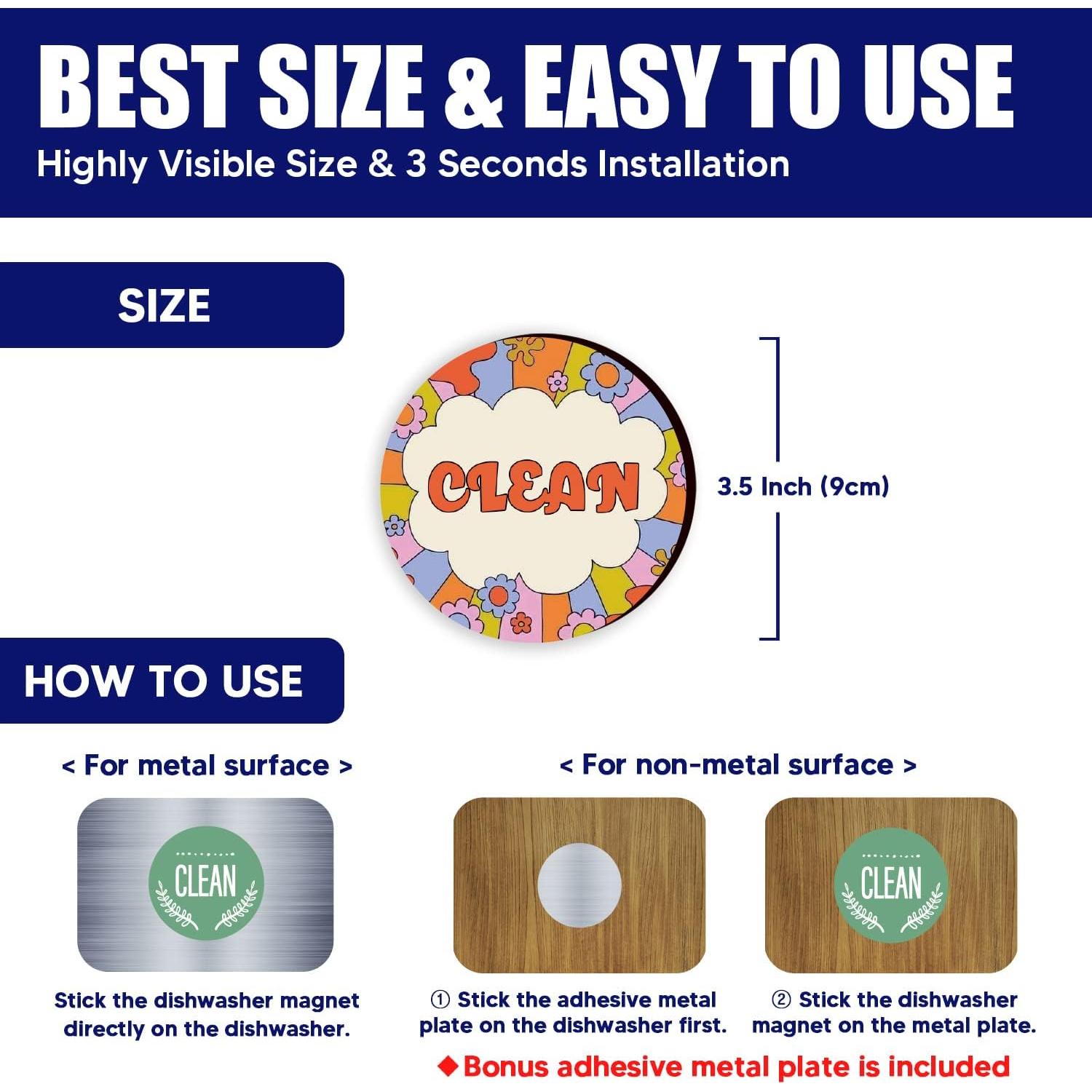 Imán Limpio Sucio GEEKBEAR 9 cm - Diseño Flor Feliz Reversible