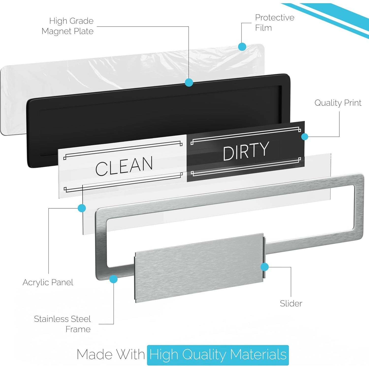 Imán Limpio Sucio Acero Inoxidable Brothers Bench 17.78x3.81cm