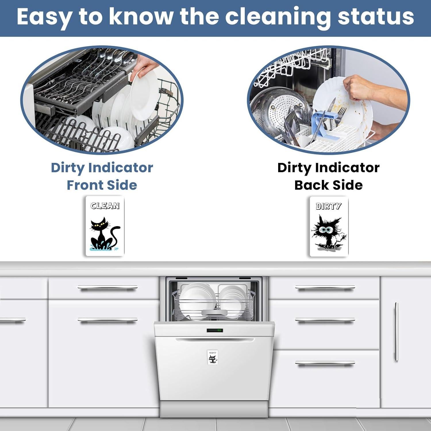 Imán Limpio Sucio HSSPIRITZ Gato Negro 8.9x5.6cm Doble Cara